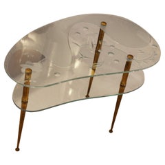 Mid Century Engraved Clear Glass Coffee Table