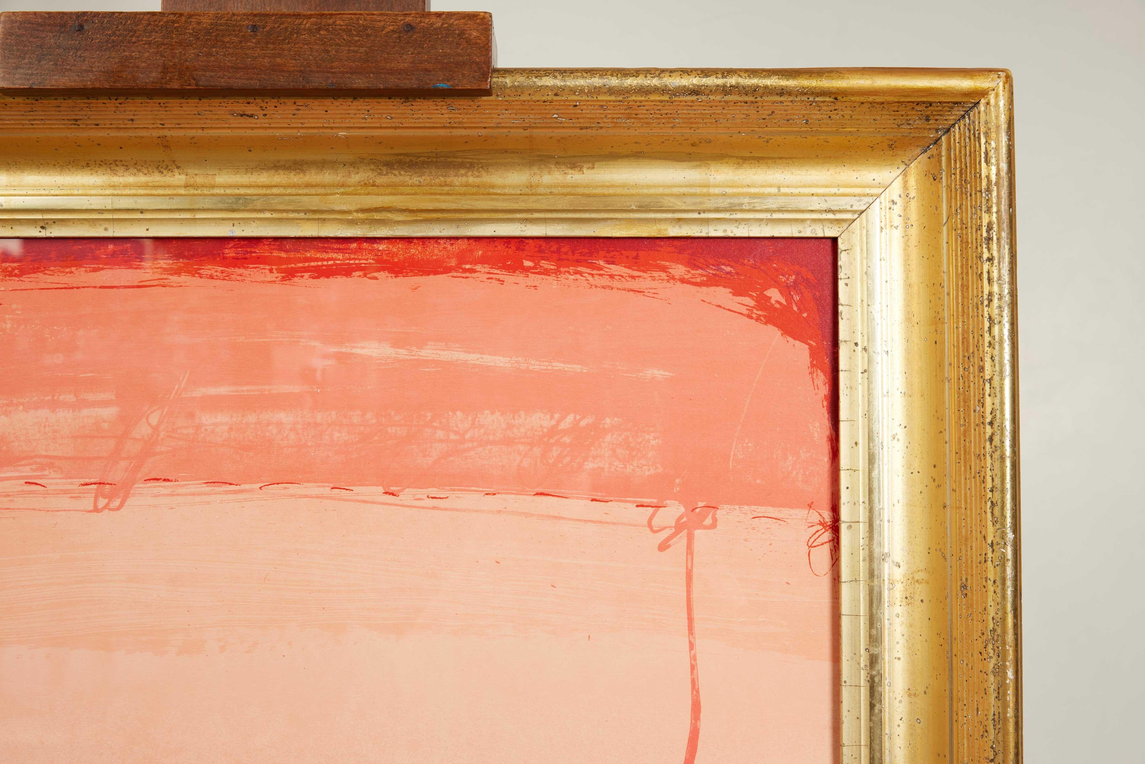 Spanish Mid Century Modern Enric Cormenzana Spain Pink/Red Abstract (1948-2011) For Sale
