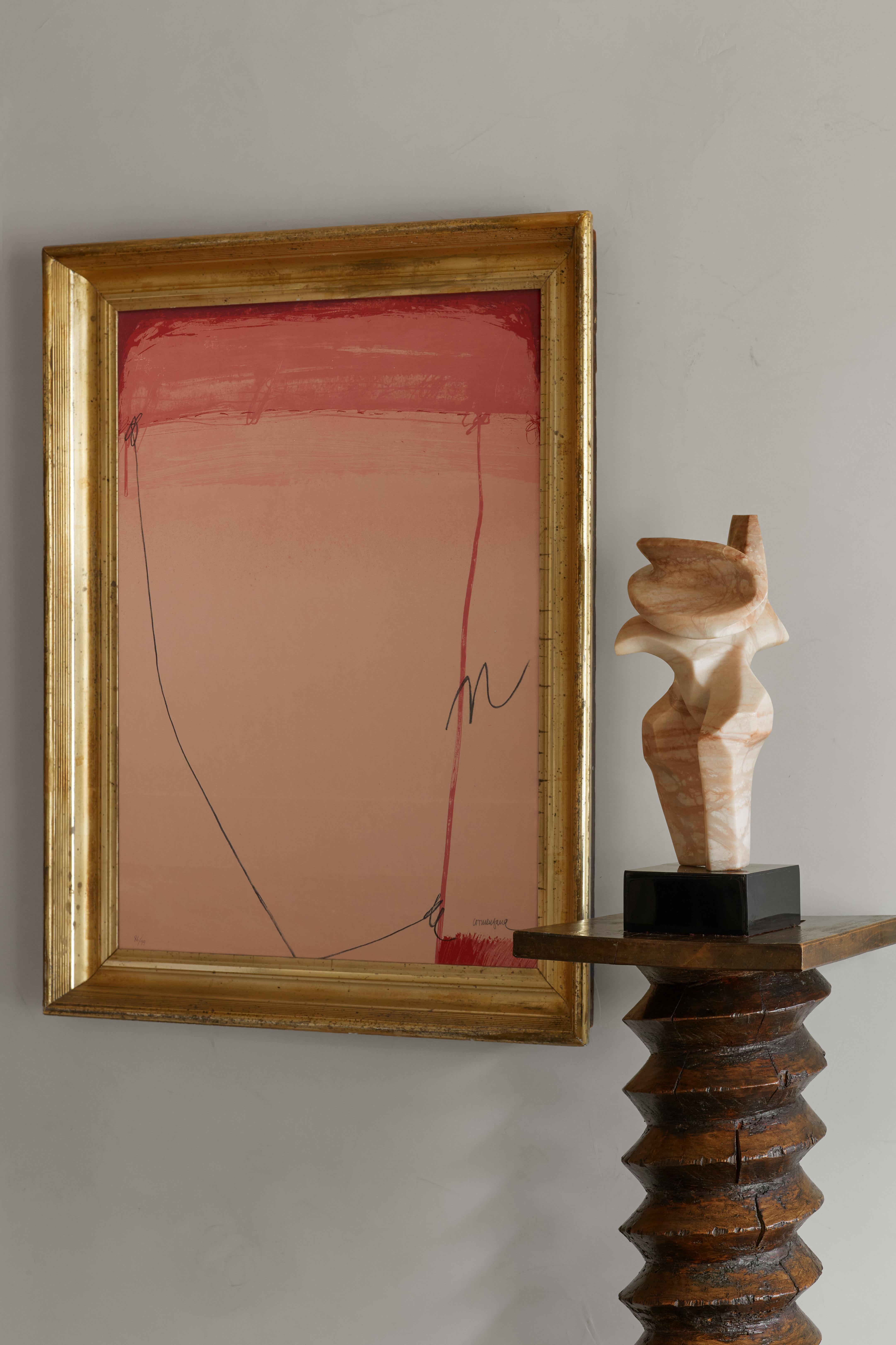 Paper Mid Century Modern Enric Cormenzana Spain Pink/Red Abstract (1948-2011) For Sale