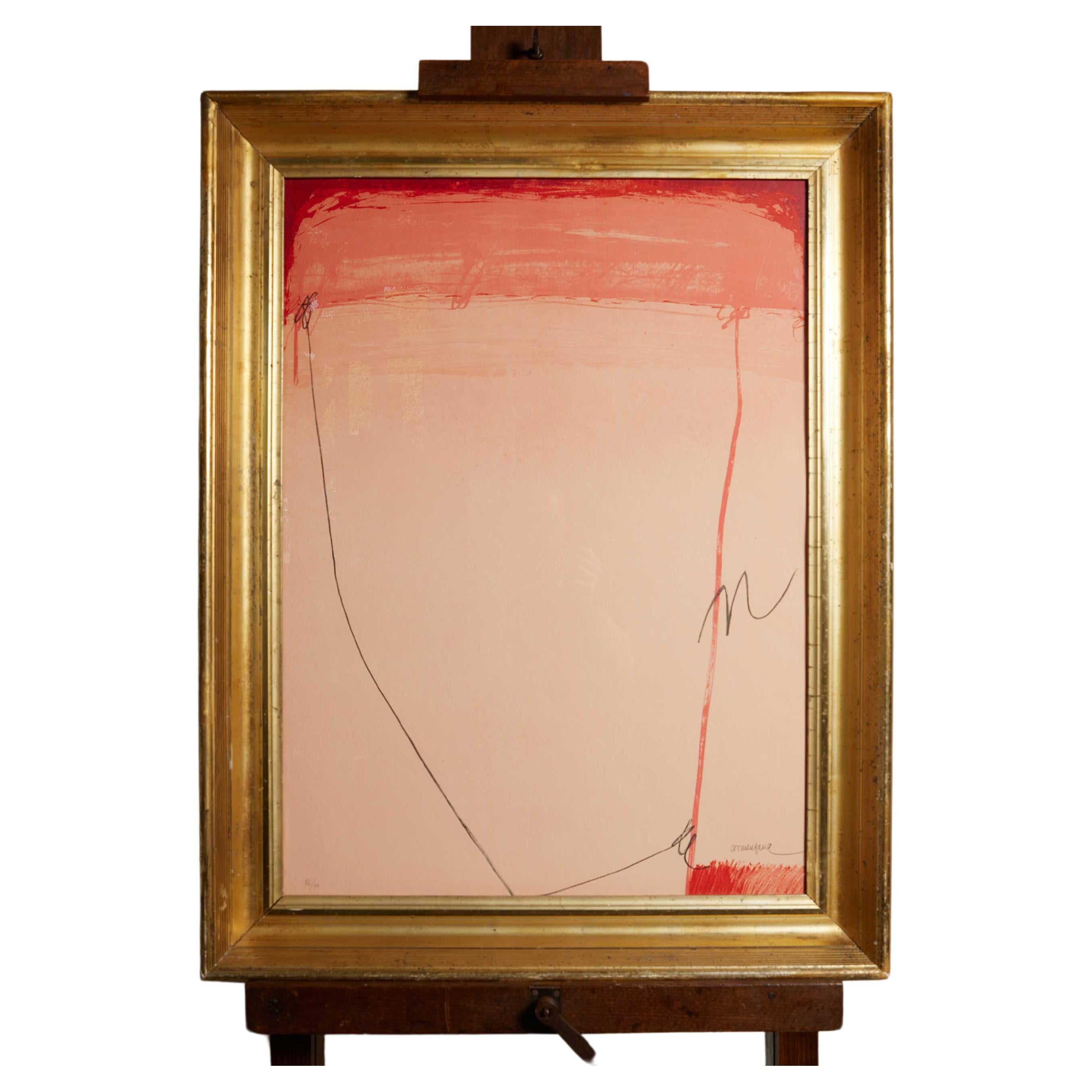Mid Century Modern Enric Cormenzana Spain Pink/Red Abstract (1948-2011) For Sale