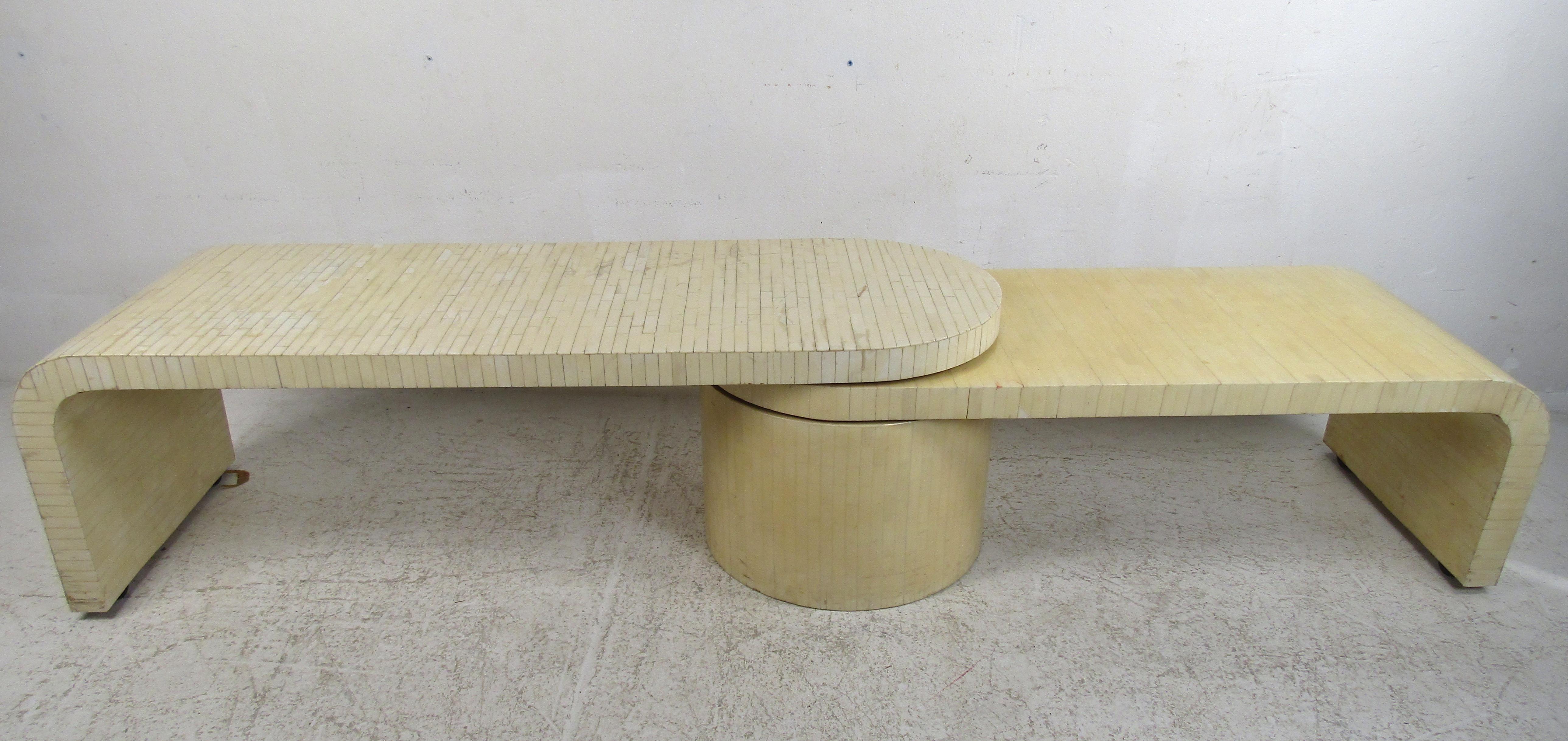 Mid-Century Modern Midcentury Enrique Garcel Tessellated Bone Expanding Coffee Table