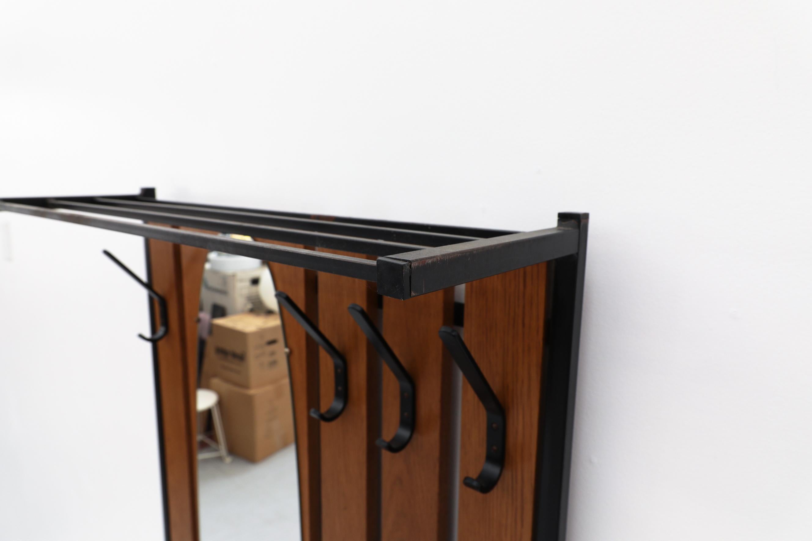 20th Century Mid-Century Entry Hall Coat Rack with Storage Bench