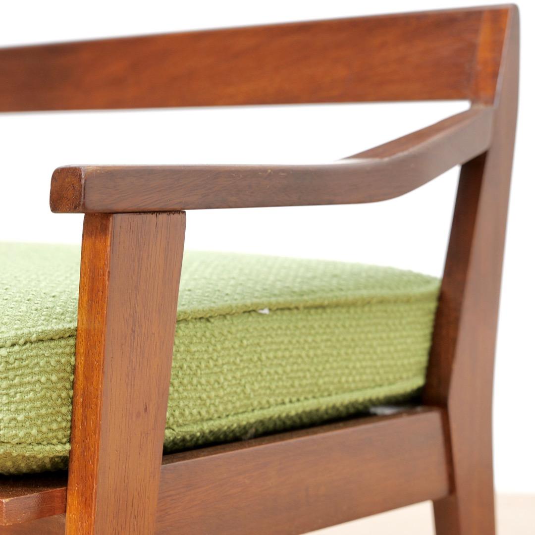 Banco de entrada Mid Century en teca y verde en venta 4