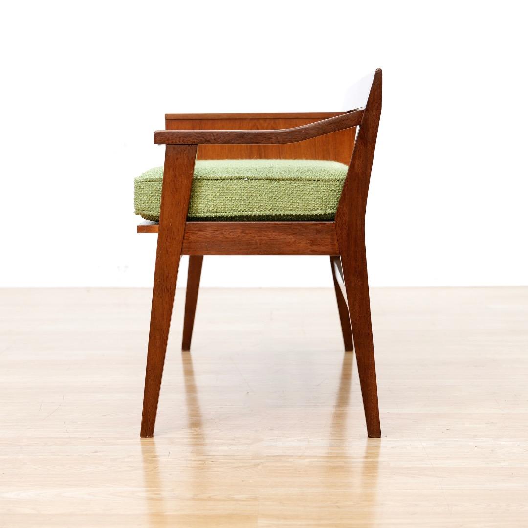 Banco de entrada Mid Century en teca y verde en venta 2