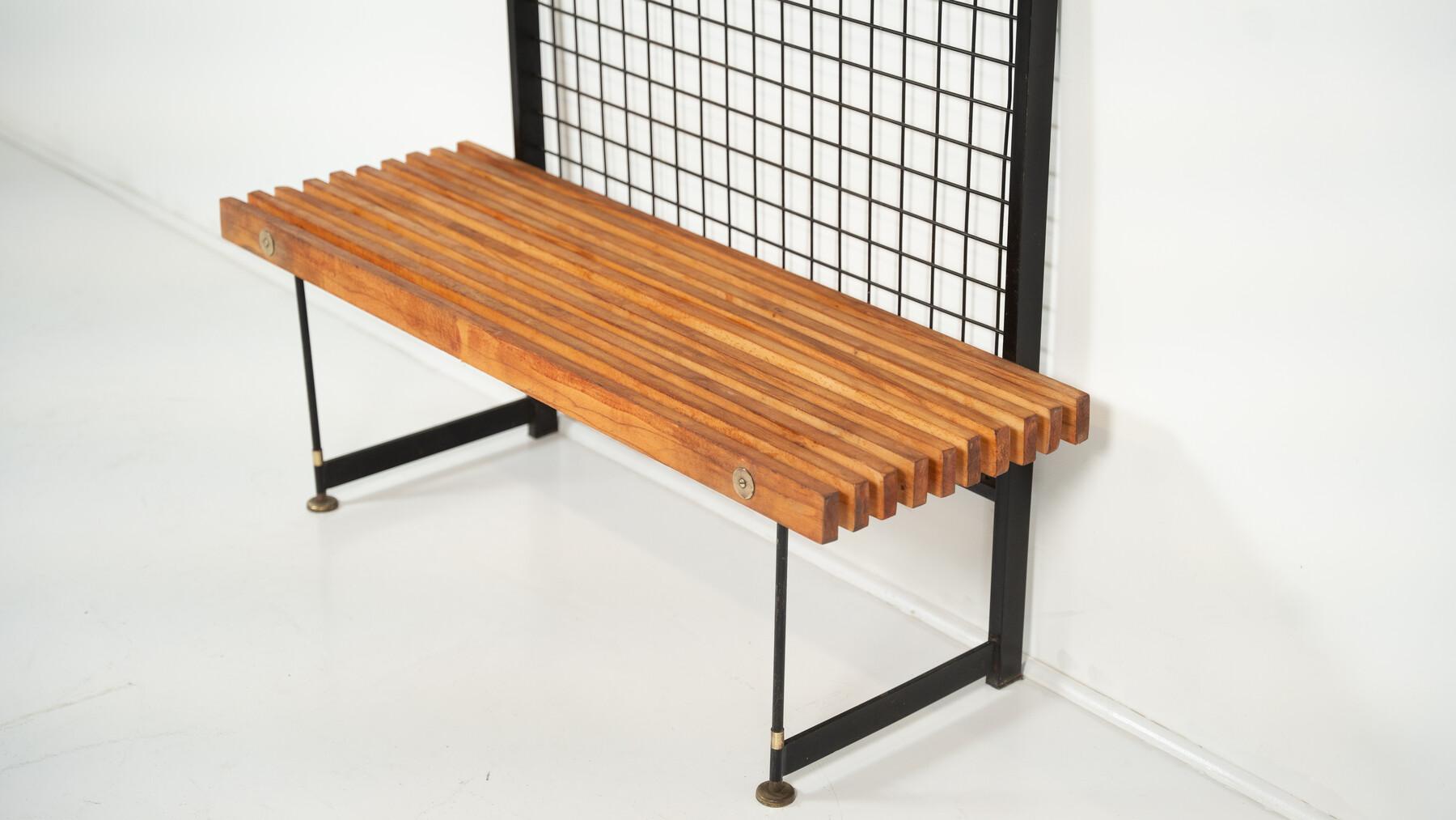 Milieu du XXe siècle Banc d'entrée du milieu du siècle avec porte-manteaux, Italie, années 1960 en vente