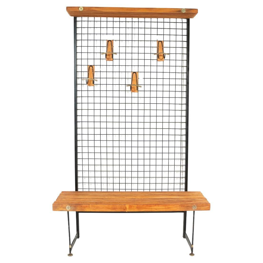 Banc d'entrée du milieu du siècle avec porte-manteaux, Italie, années 1960