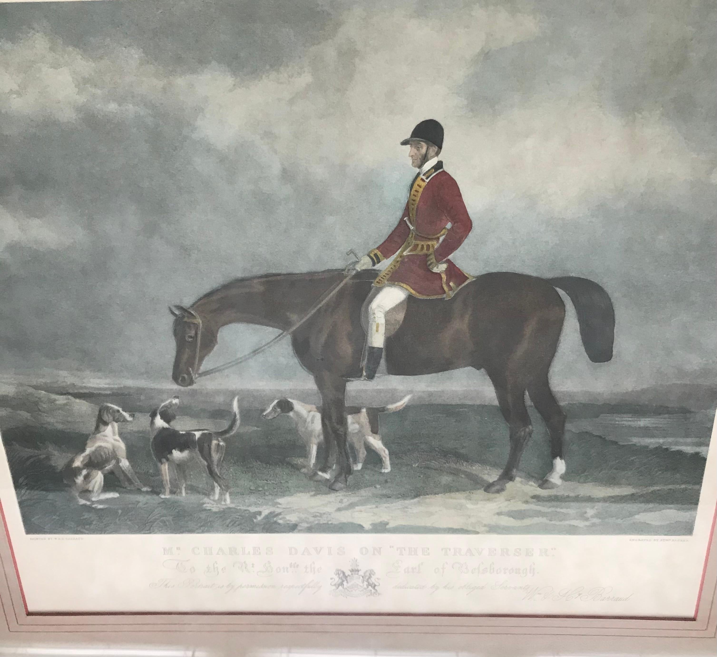 American Mid-Century Equestrian Hand Colored Engraving by Edward Hacker For Sale