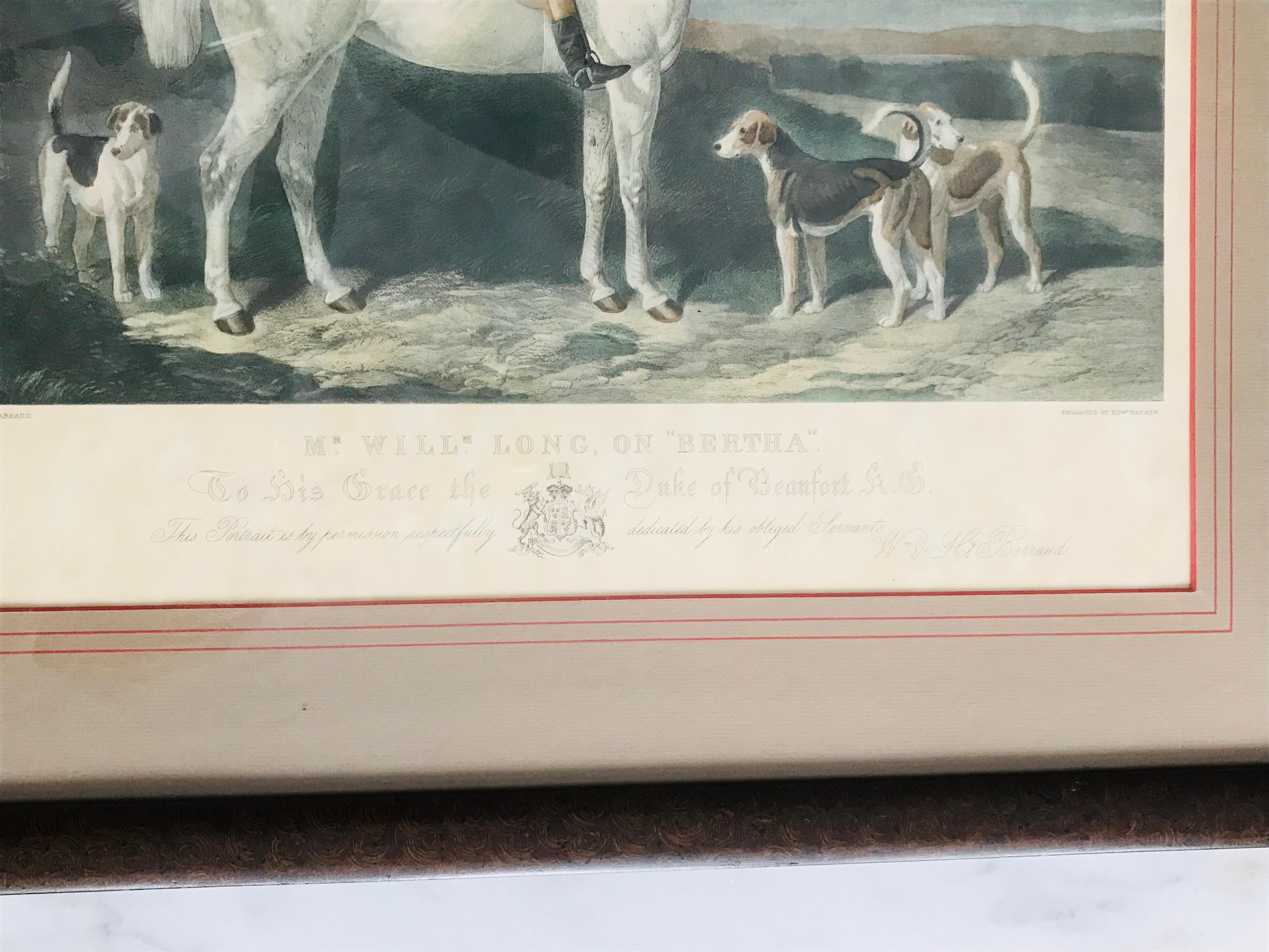 20th Century Mid-Century Equestrian Hand Colored Engraving by Edward Hacker For Sale