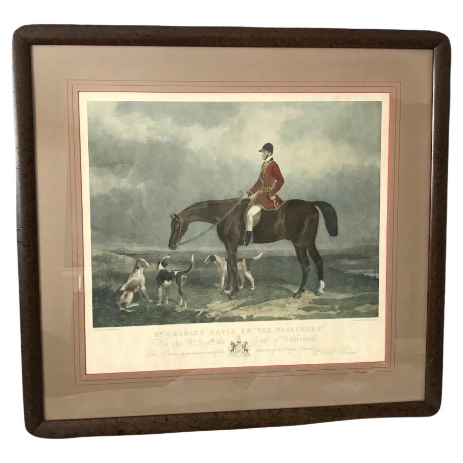 Mid-Century Equestrian Hand Colored Engraving by Edward Hacker For Sale