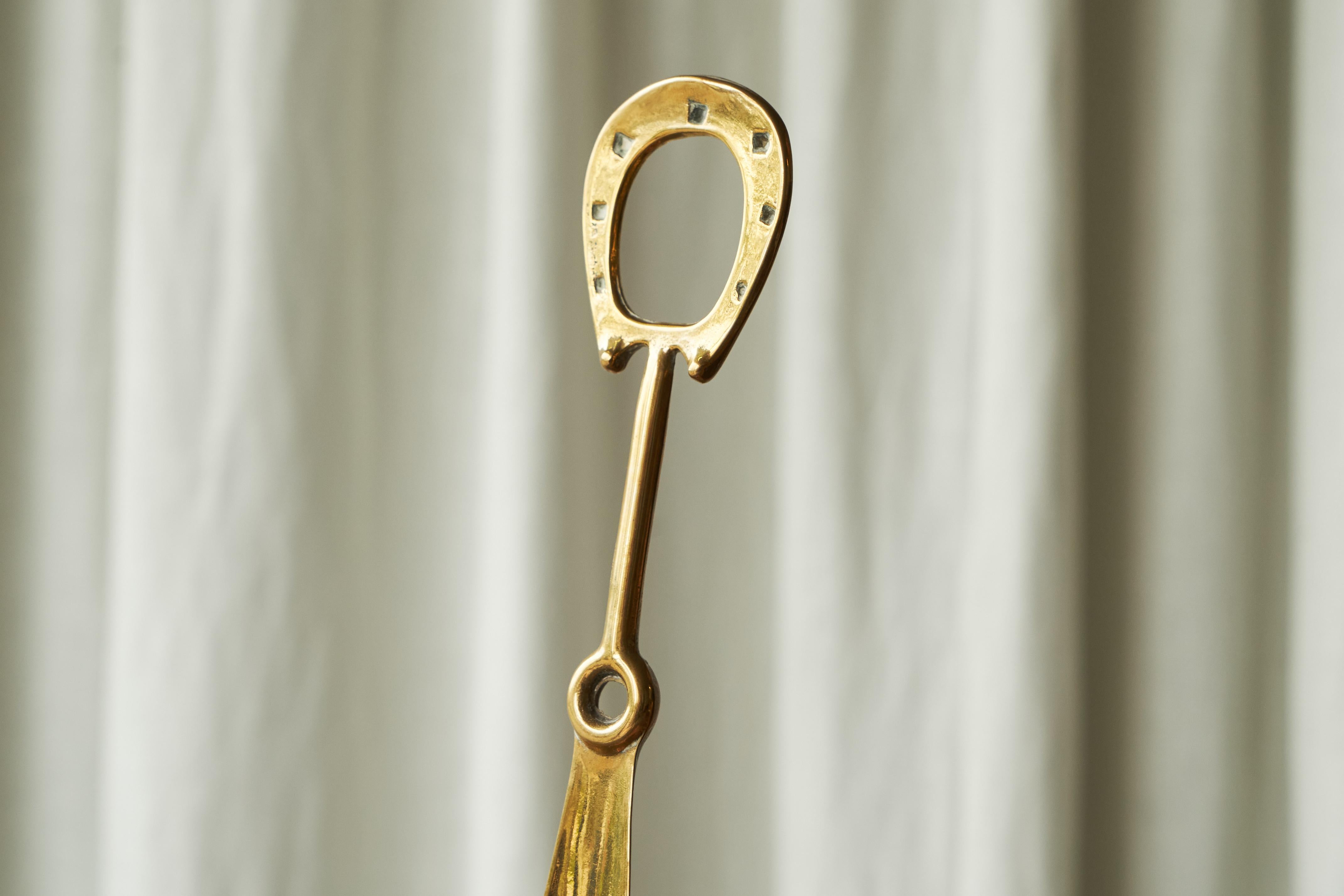 Hand-Crafted Mid Century Equestrian Style Shoehorn in Sand Cast Brass 1960s