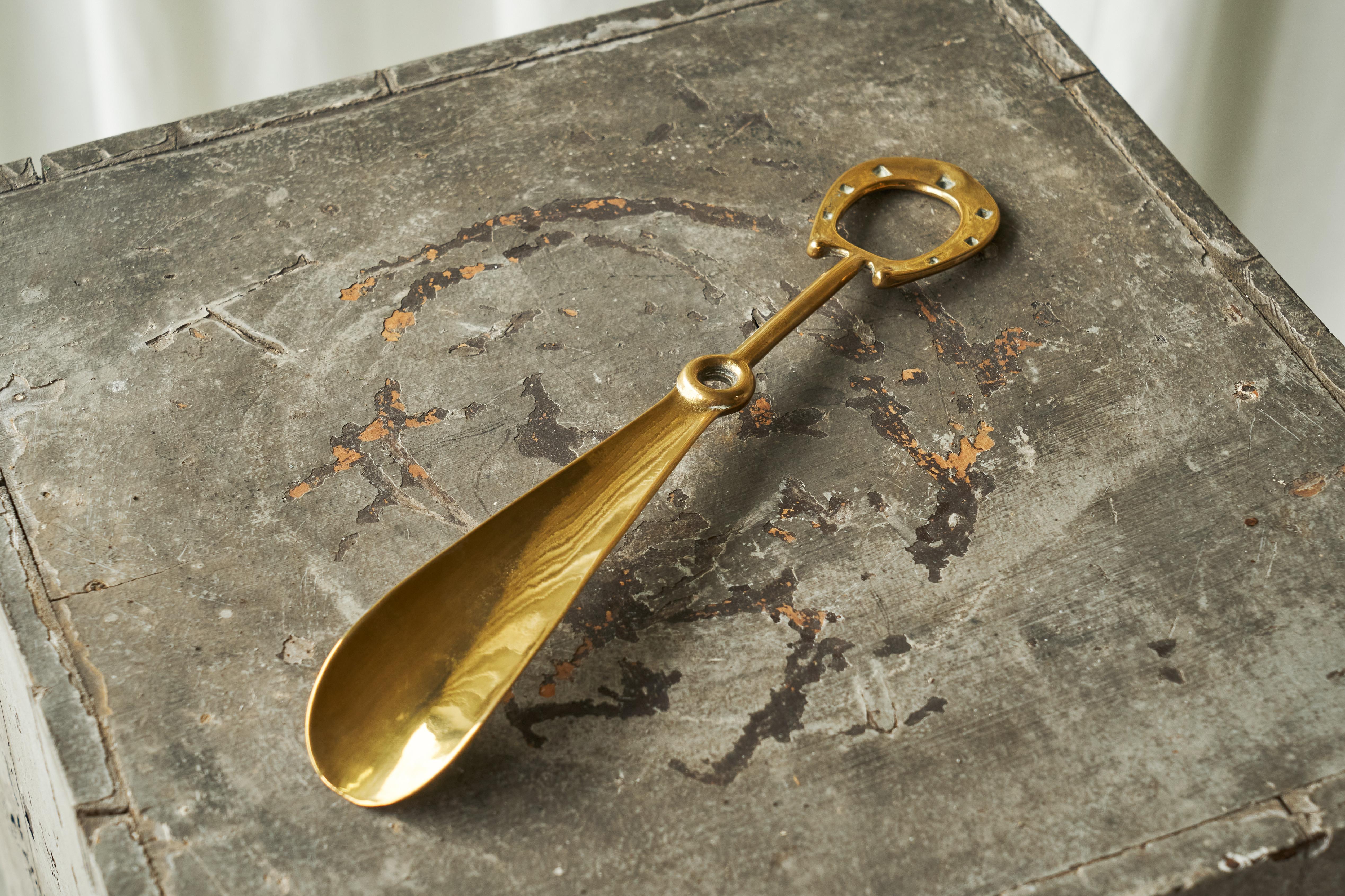 20th Century Mid Century Equestrian Style Shoehorn in Sand Cast Brass 1960s