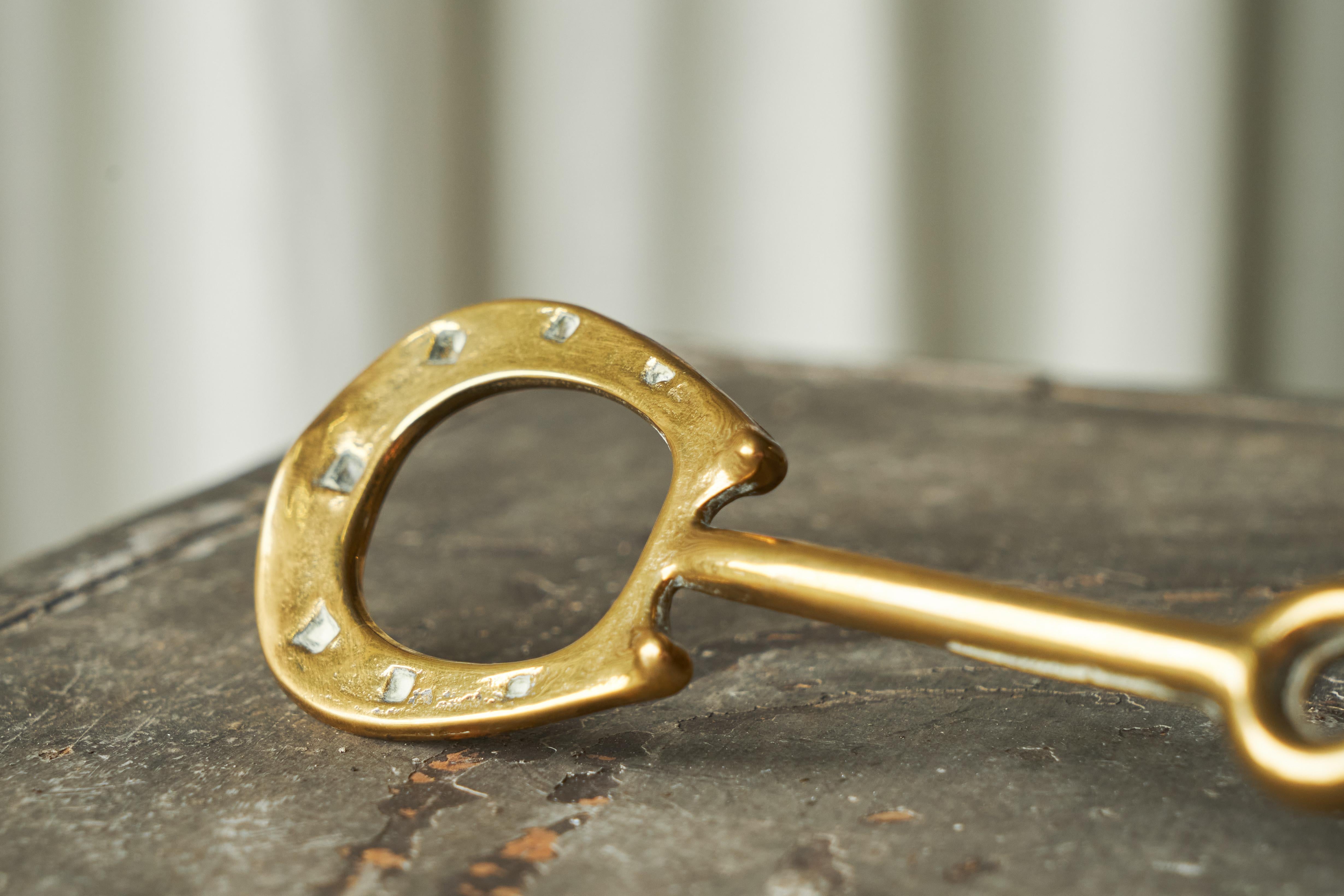 Mid Century Equestrian Style Shoehorn in Sand Cast Brass 1960s 1