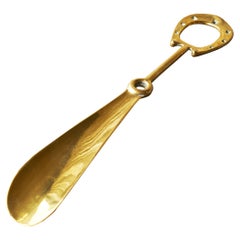 Mid Century Equestrian Style Shoehorn in Sand Cast Brass 1960s