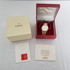 Mid-Century Era 9 Karat Yellow Gold Men's Omega Wristwatch with Boxes & Papers