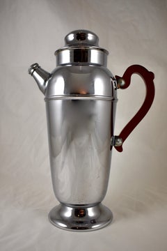 1930s Art Deco Style Chrome and Ruby Red Bakelite Cocktail Shaker