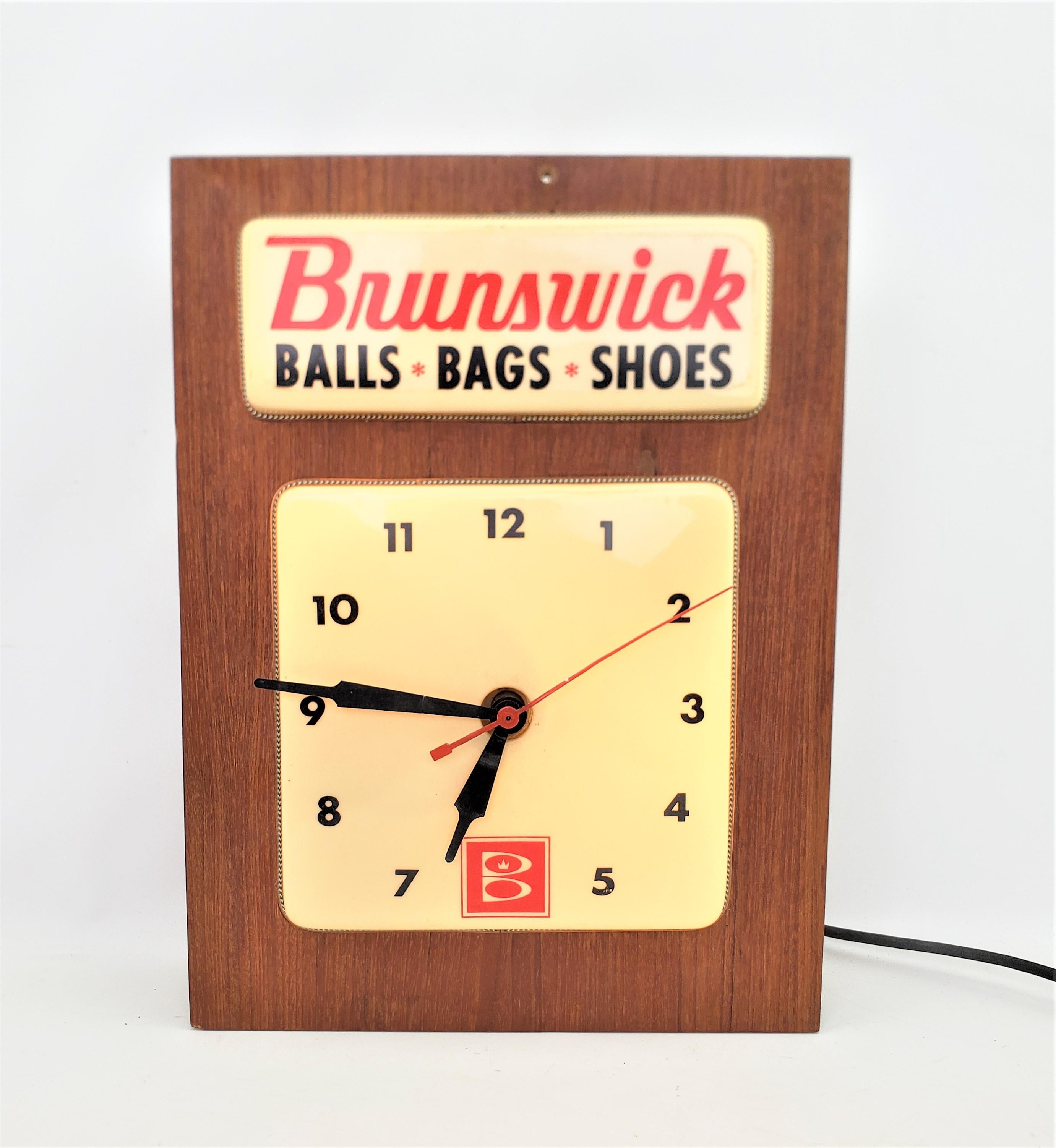 Mid-Century Modern Mid-Century Era Brunswick Bowling Lighted Advertising Wall Clock