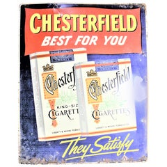 Midcentury Era Chesterfield Cigarette Metal Tobacciana Advertising Sign