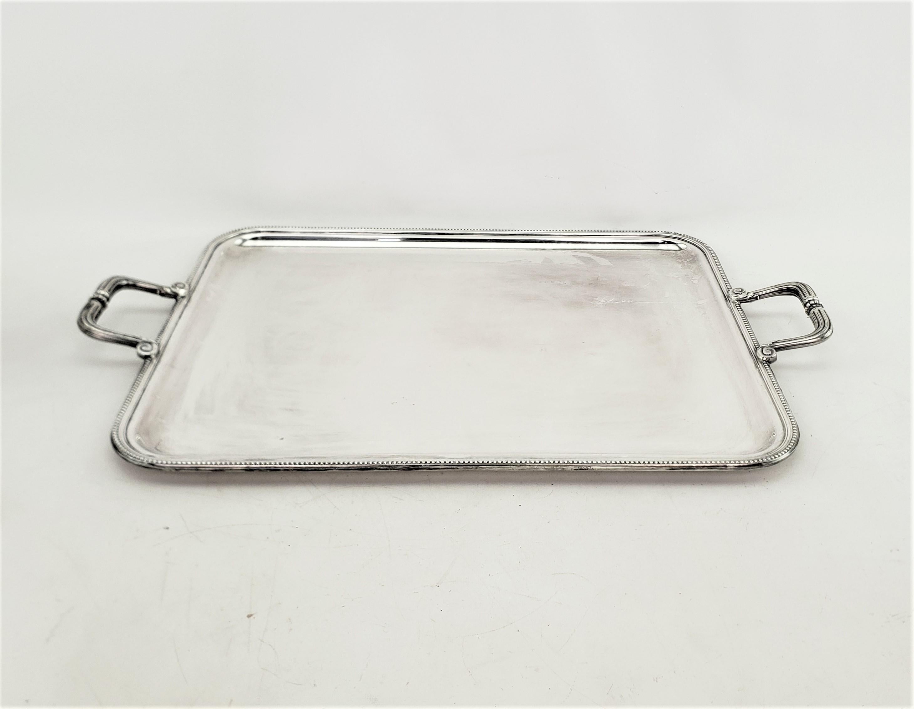 Mid-Century Modern Mid Century Era Christofle Silver Plated Serving Tray with Stylized Rope Border For Sale