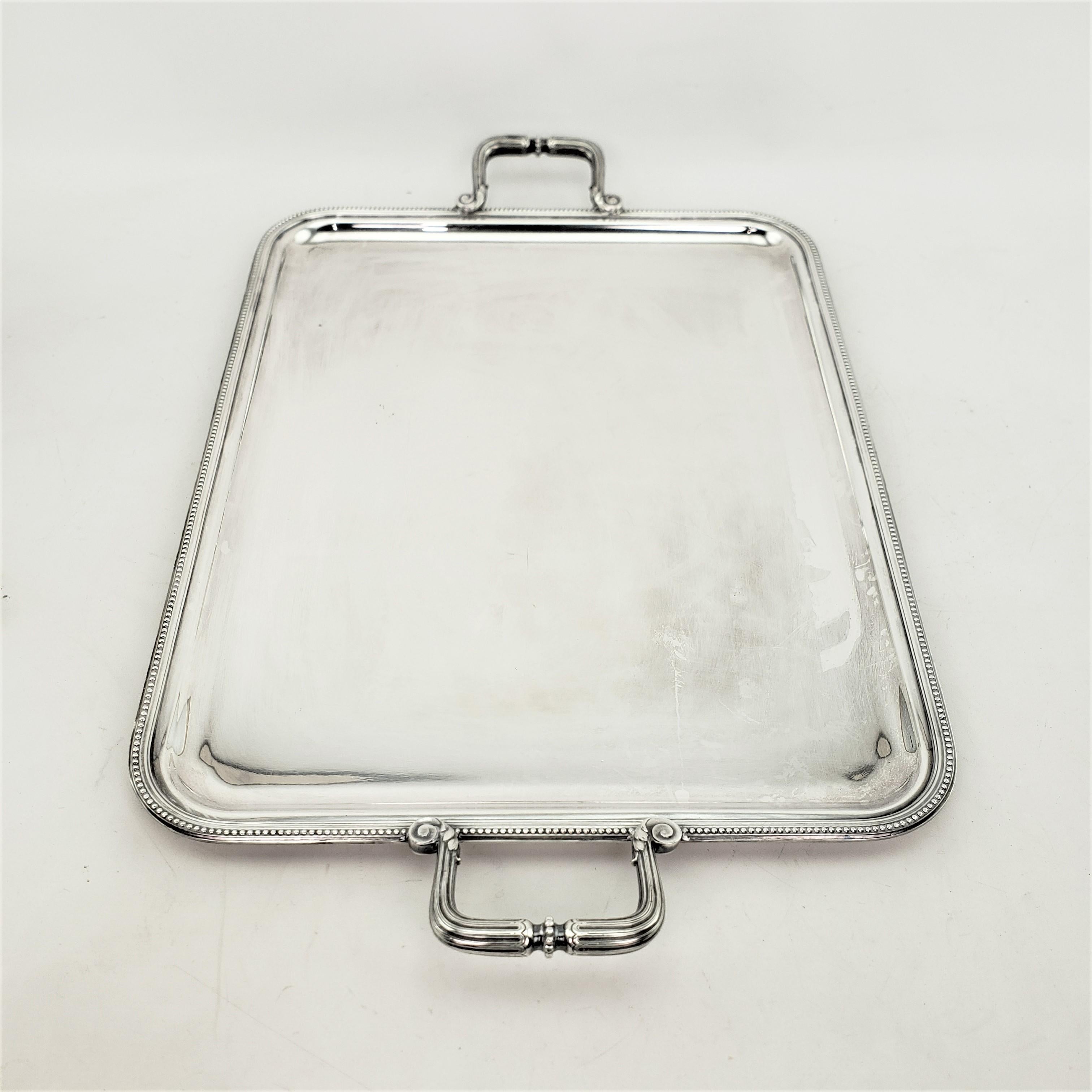 Machine-Made Mid Century Era Christofle Silver Plated Serving Tray with Stylized Rope Border For Sale
