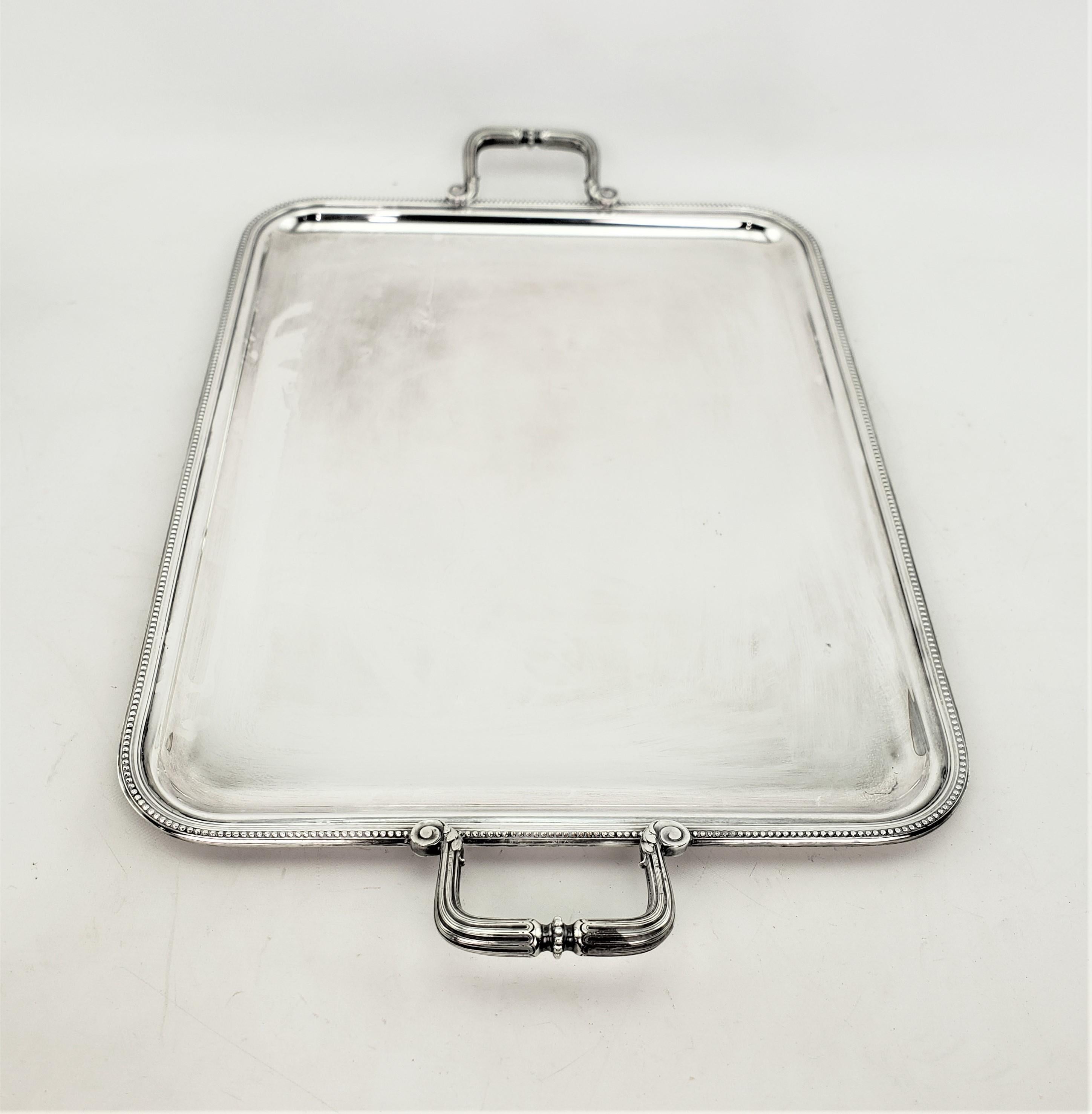 20th Century Mid Century Era Christofle Silver Plated Serving Tray with Stylized Rope Border For Sale