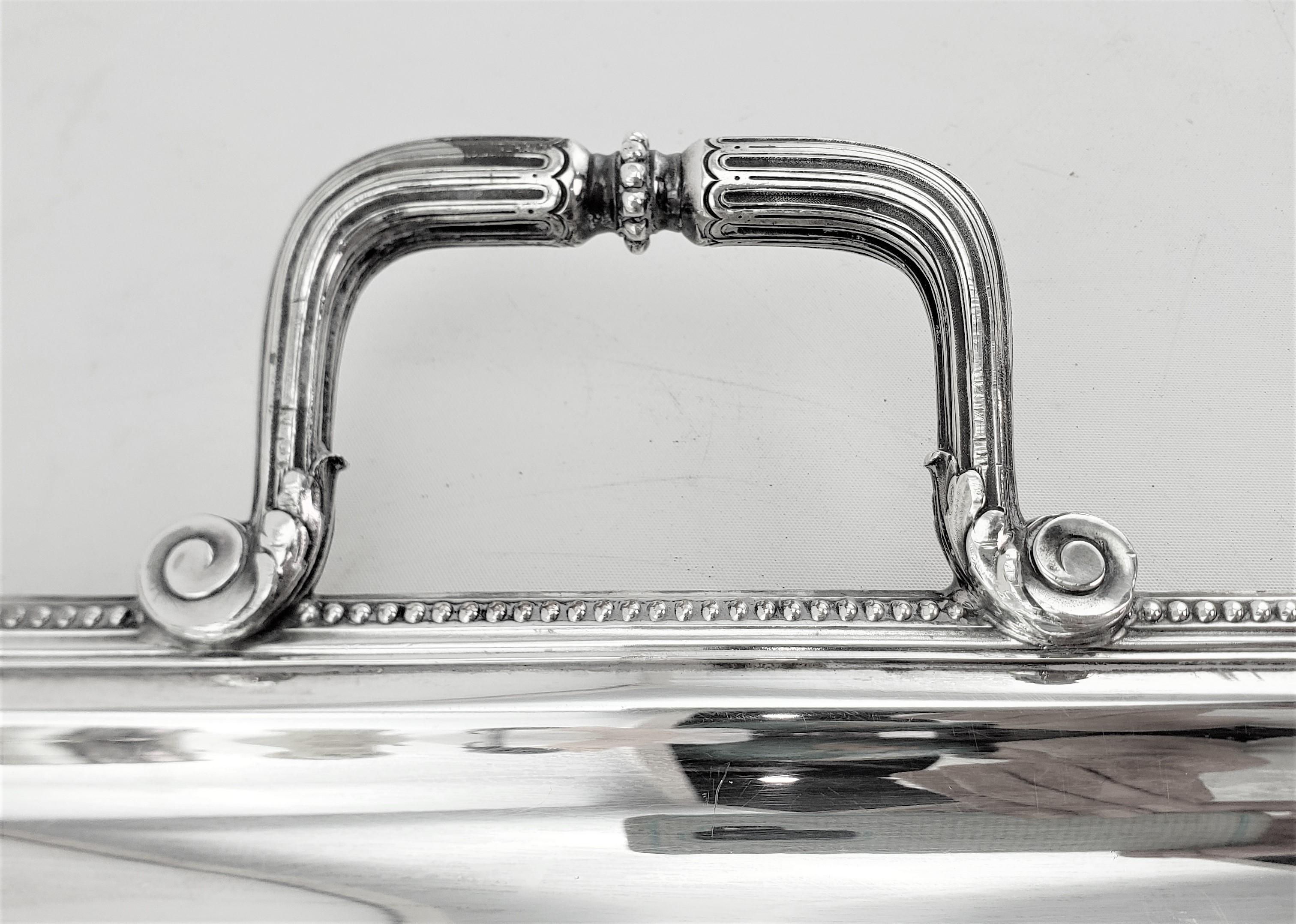 Mid Century Era Christofle Silver Plated Serving Tray with Stylized Rope Border For Sale 1