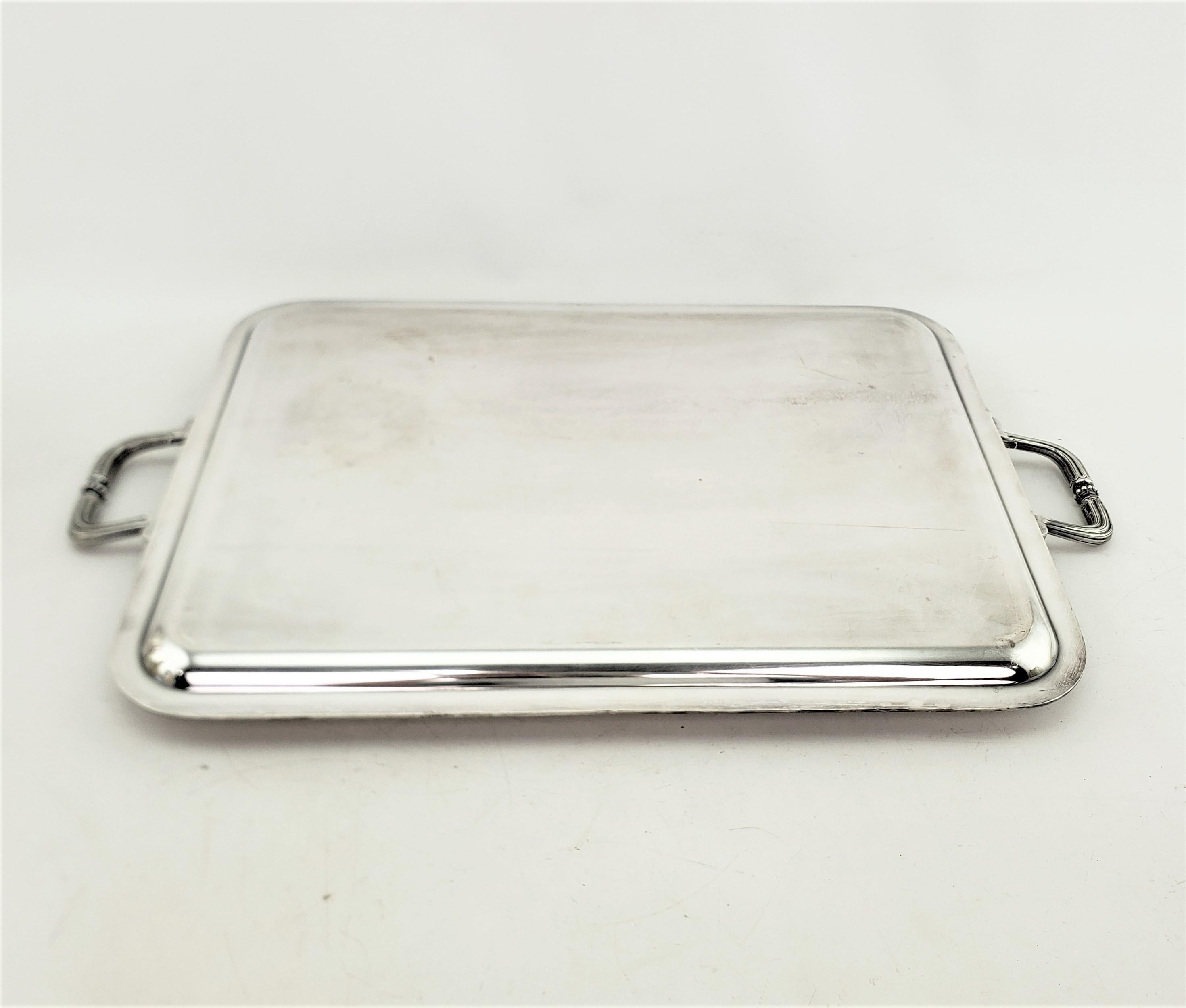 Mid Century Era Christofle Silver Plated Serving Tray with Stylized Rope Border For Sale 2