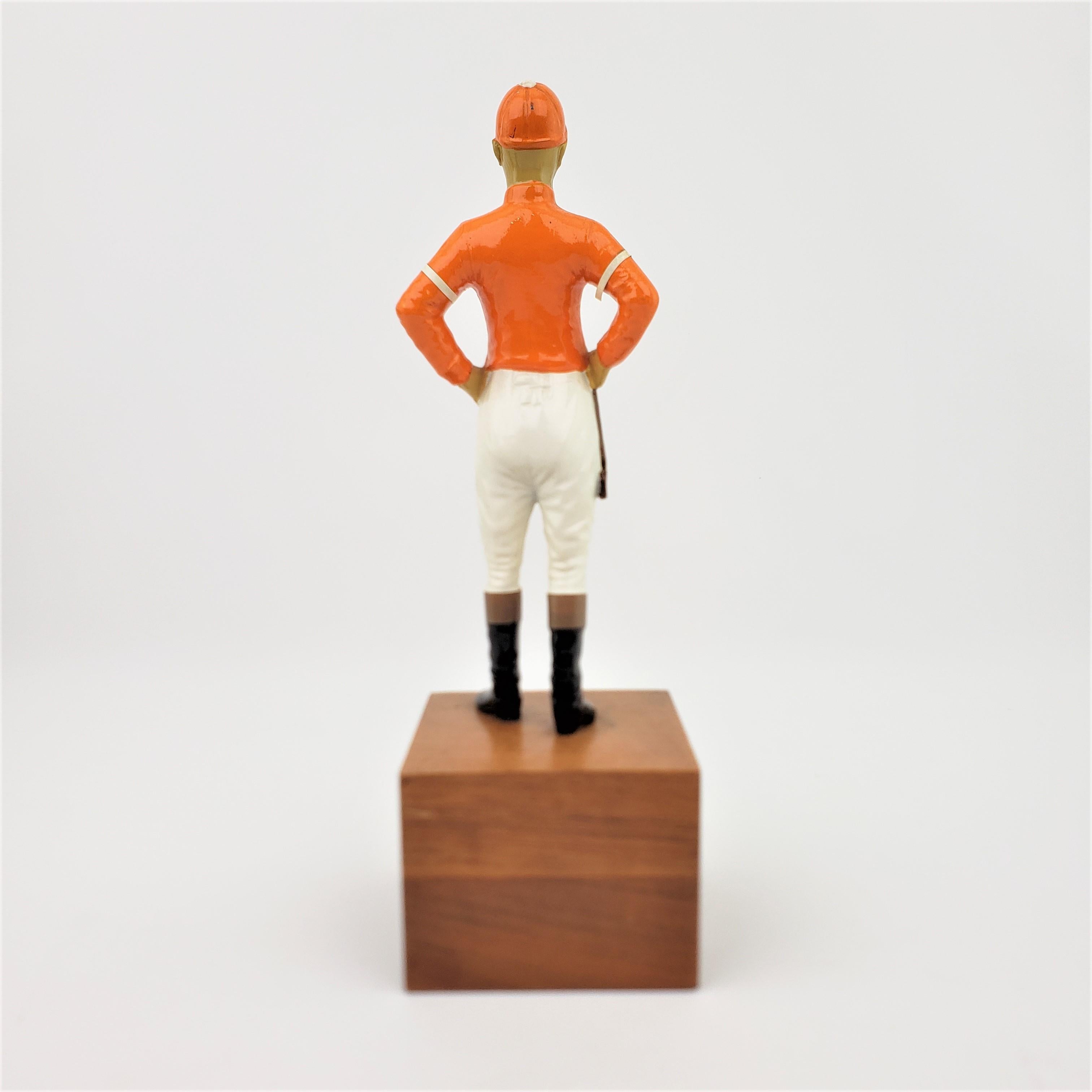 Mid Century Era Cold-Painted Cast Metal Horse Racing Jockey Sculpture In Good Condition For Sale In Hamilton, Ontario