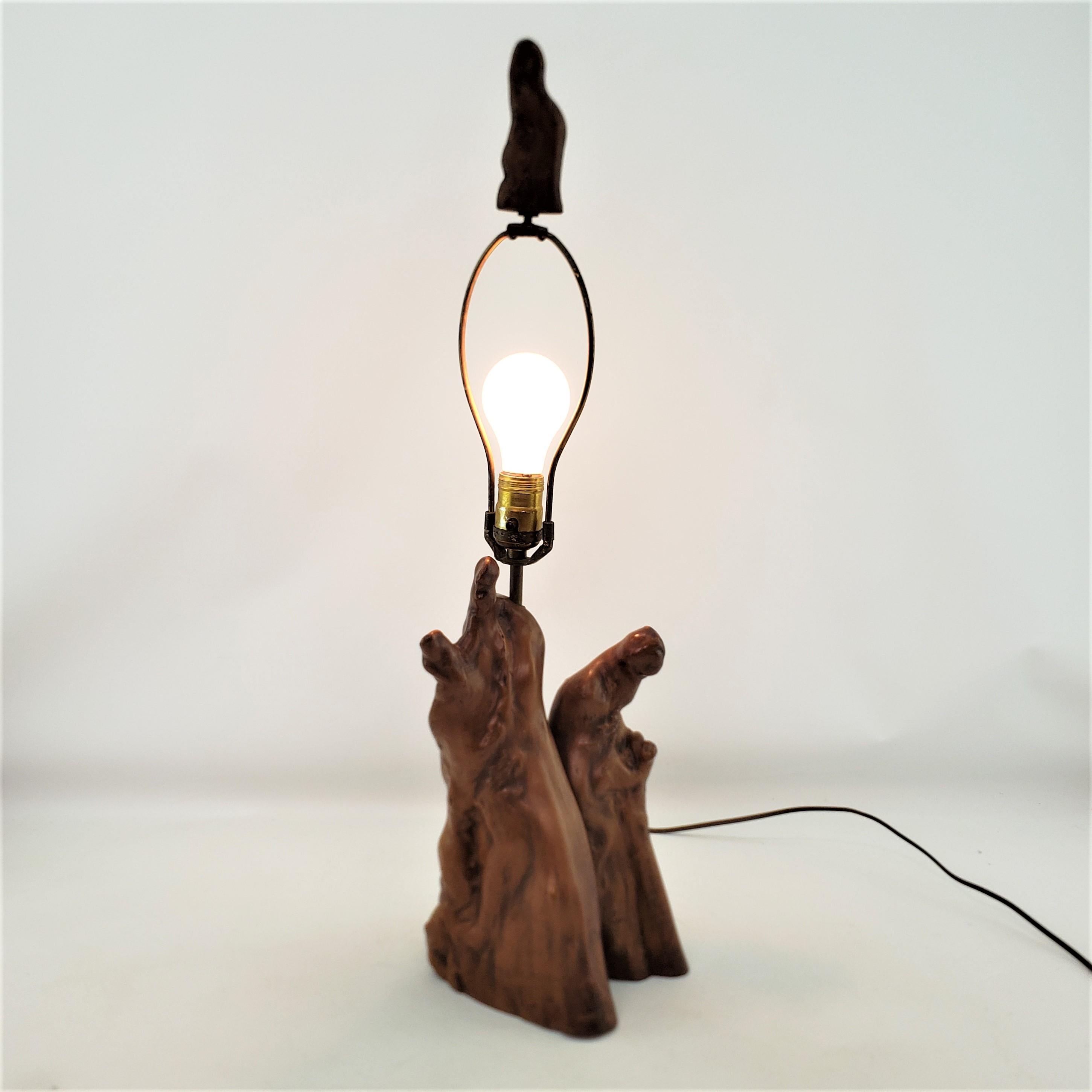 20th Century Mid-Century Era Cypress Knees Sculptural Table Lamp with Woven Wooden Shade