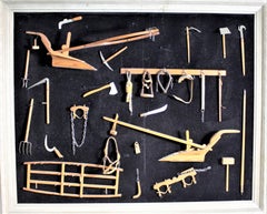 Midcentury Era Folk Art Made Collection of Miniature Antique Farm Implements
