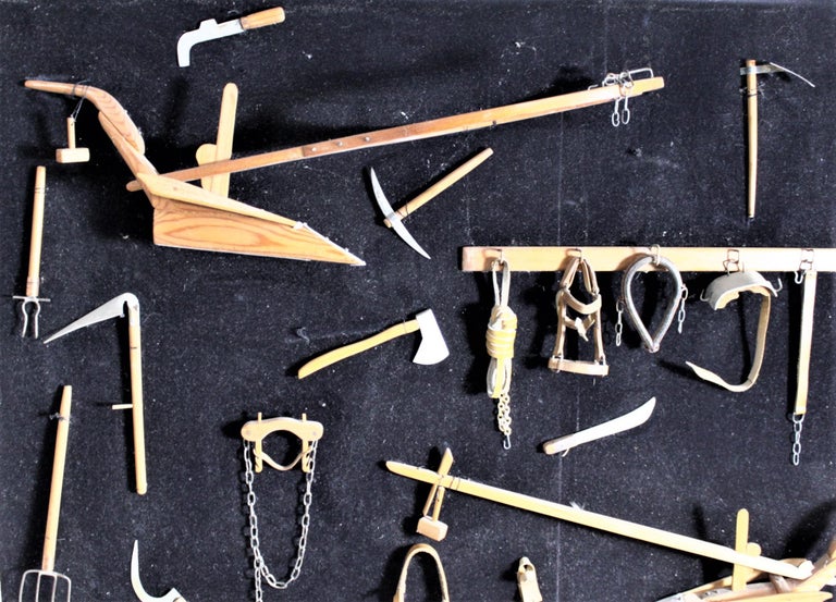 Midcentury Era Folk Art Made Collection of Miniature Antique Farm Implements For Sale at 1stDibs