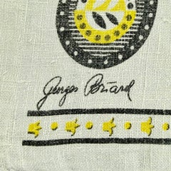 Mid-Century Era Georges Briard Lion Print Silkscreened Linen Tea Towel
