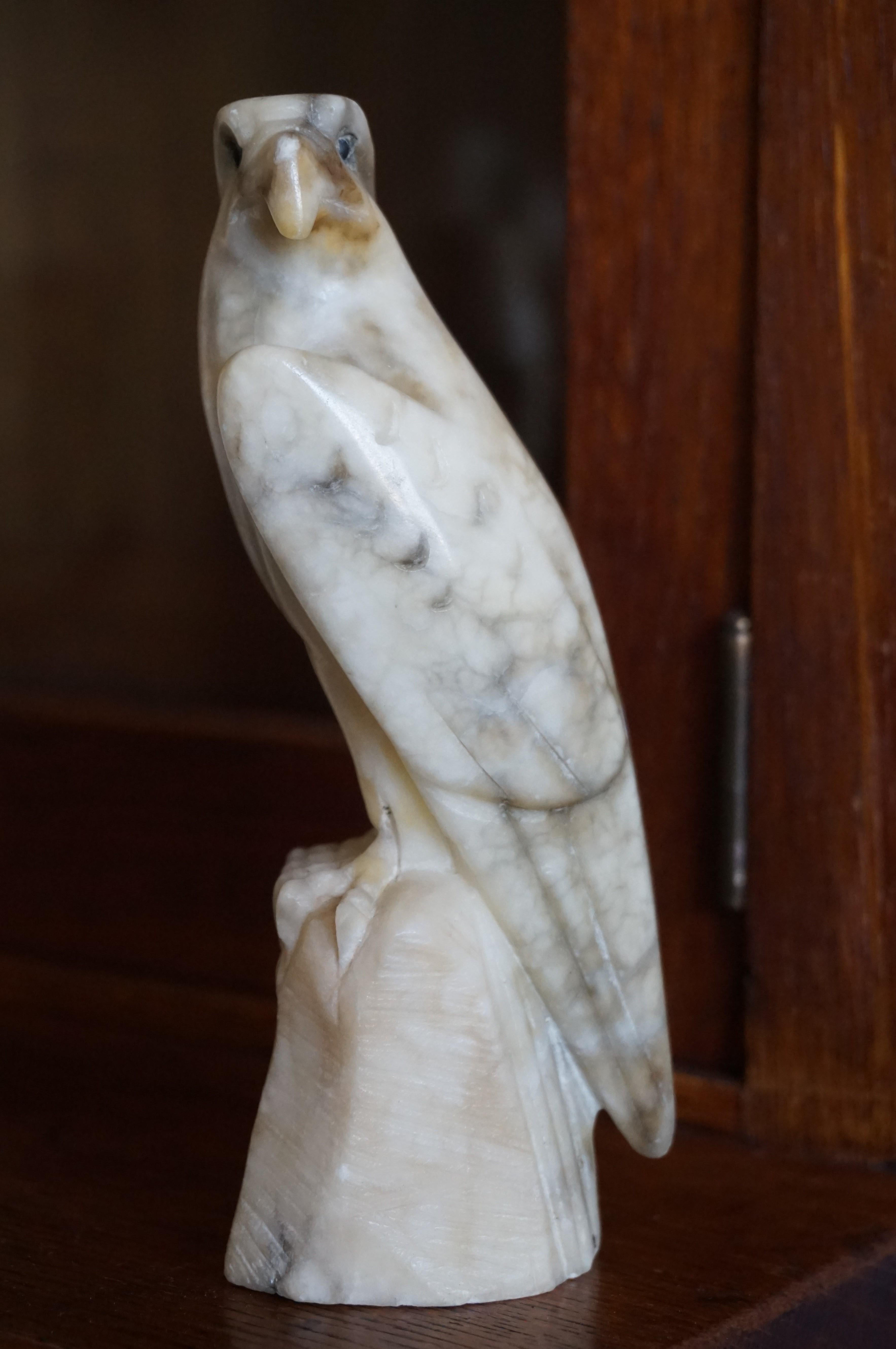 Midcentury Era Hand Carved Pair of Alabaster Majestic Eagle Sculptures 3