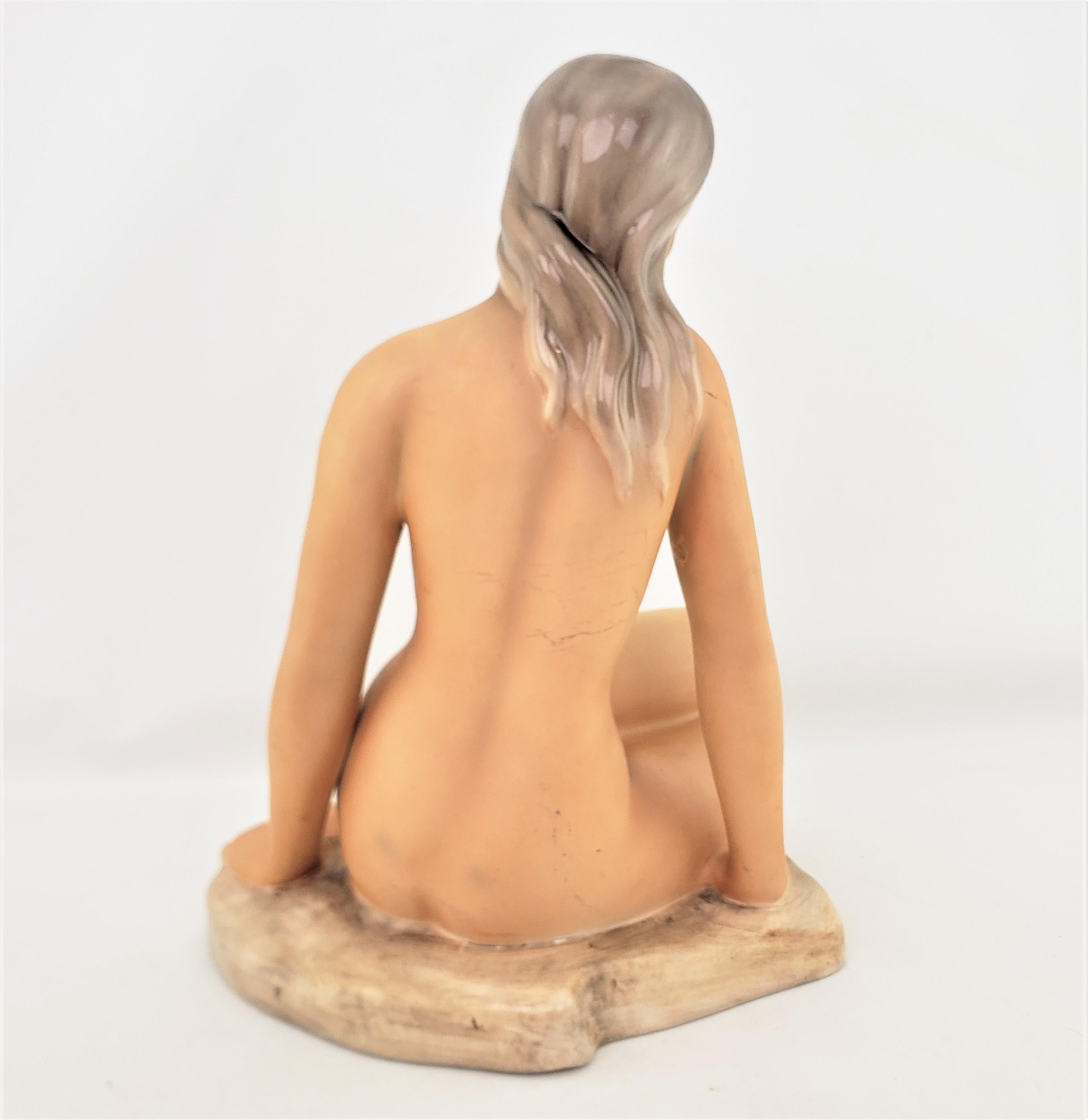 20th Century Mid-Century Era Italian Hand-Painted Young Female Nude Ceramic Sculpture For Sale