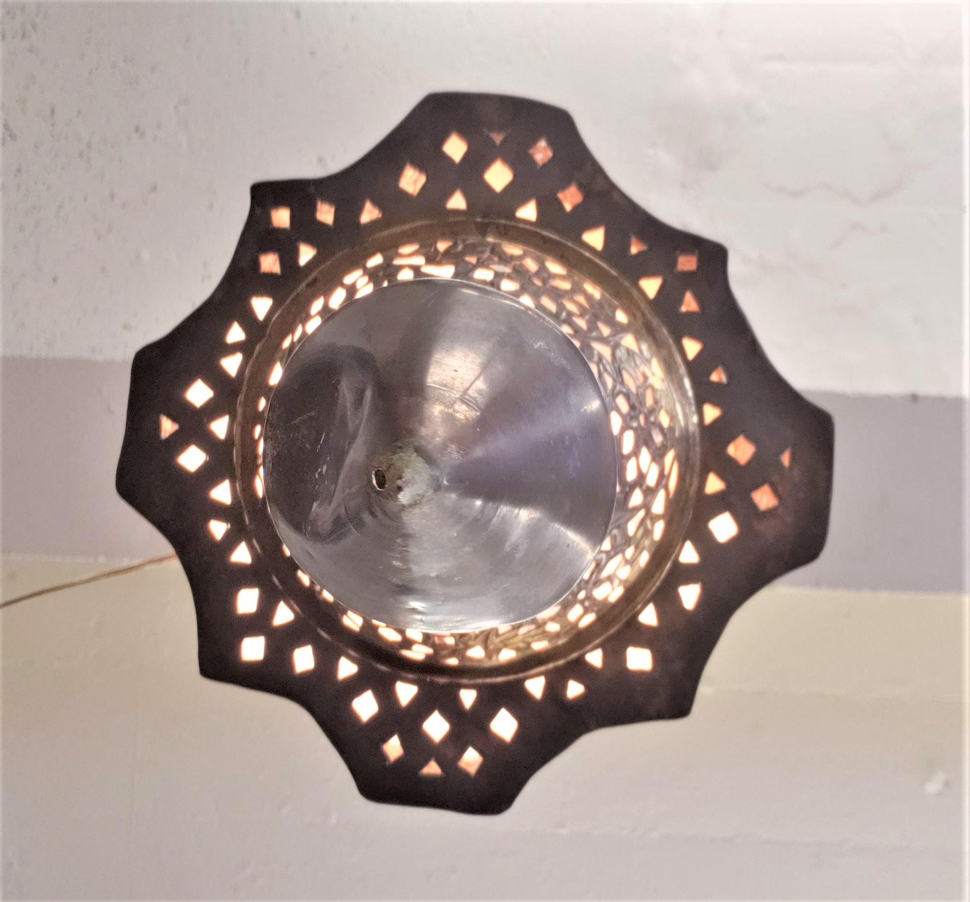 Mid-Century Large Moroccan Moorish Pierced Brass Hanging Lantern or Swag Light For Sale 6
