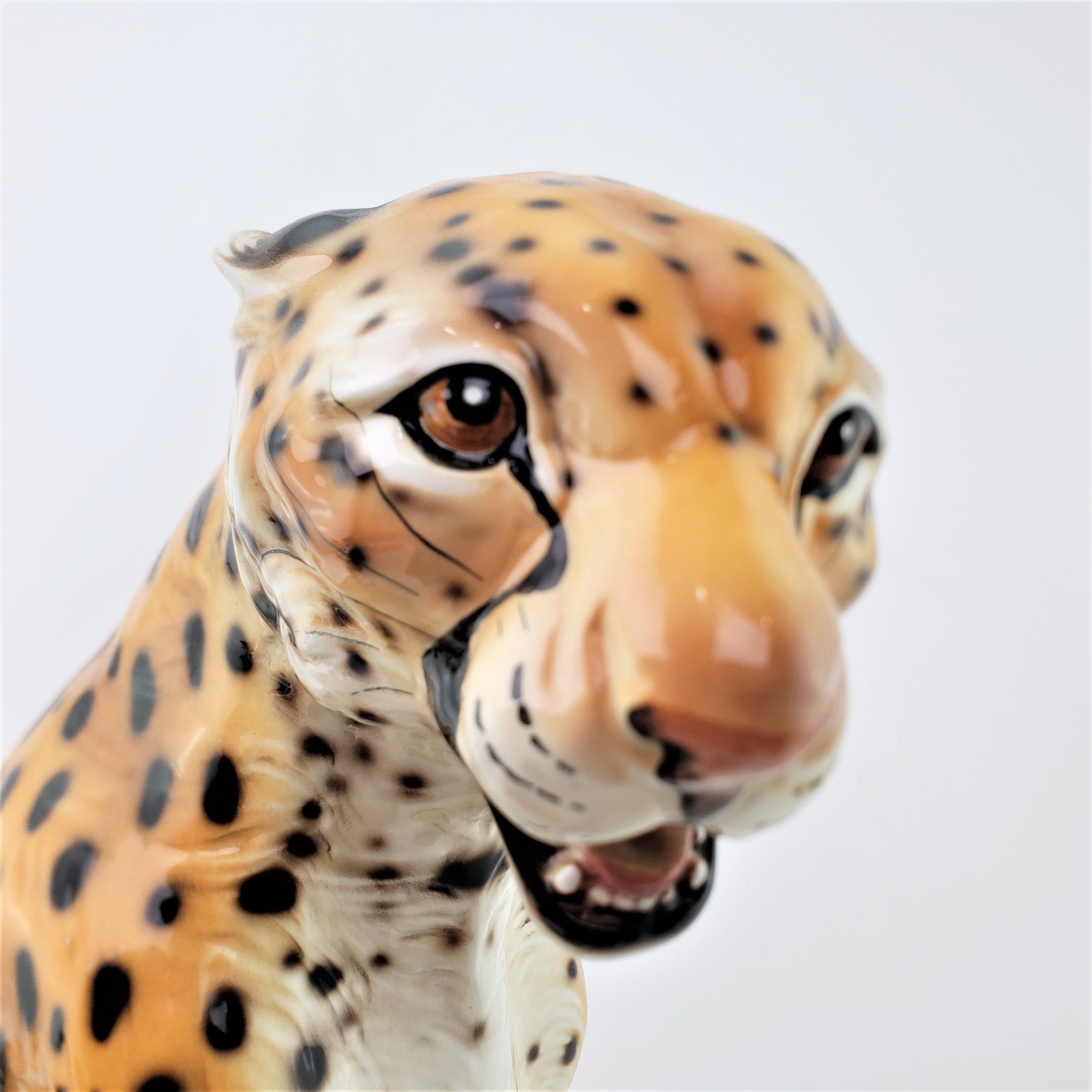Mid-Century Era Ronzan Italian Hand-Painted Ceramic Cheetah Sculpture For Sale 3