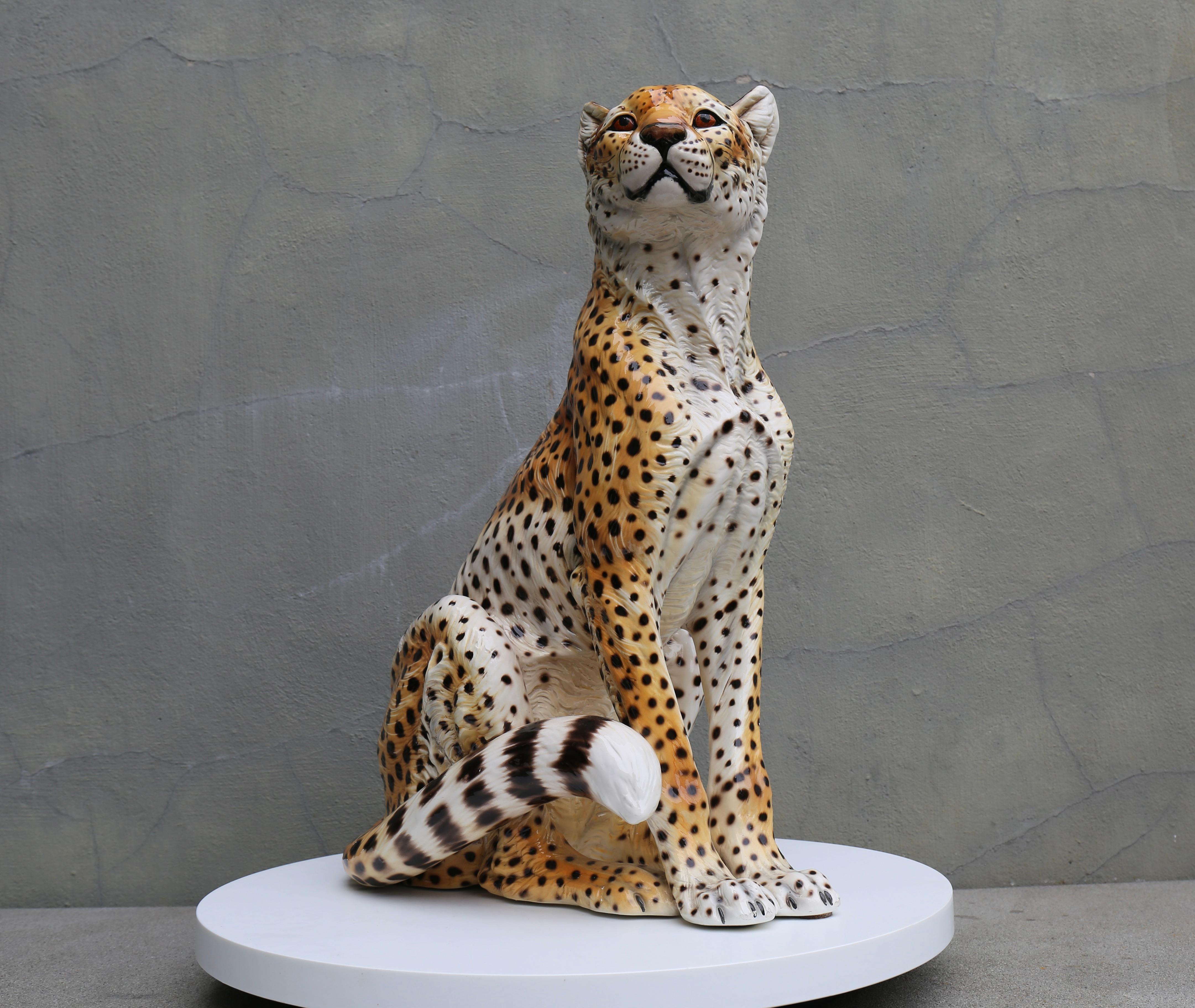 ceramic cheetah statue