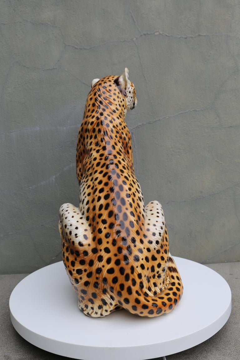 Mid-Century Era Ronzan Italian Hand-Painted Ceramic Cheetah Sculpture at  1stDibs