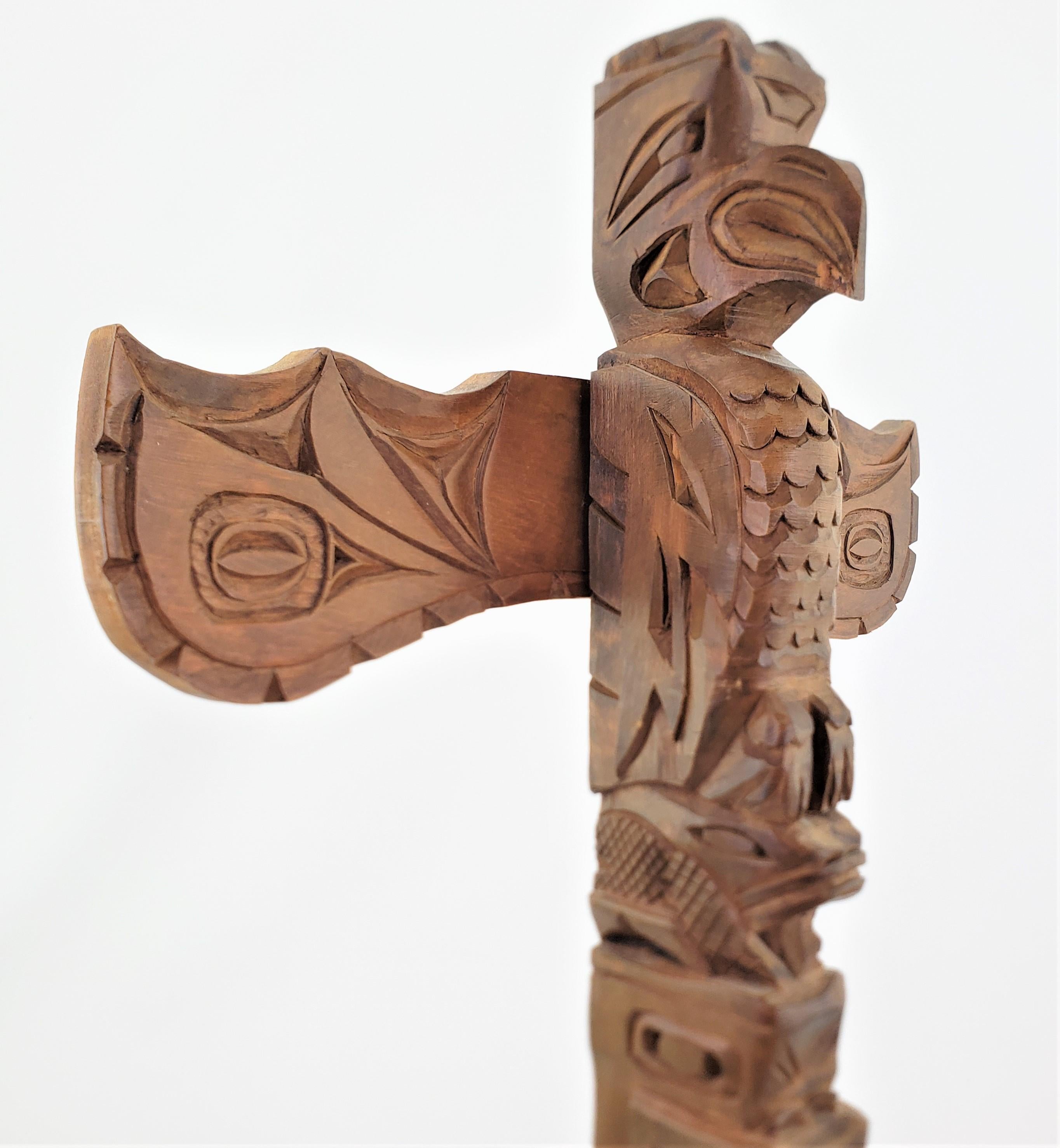 Mid-Century Era Signed West Coast Cedar Haida Indigenous Canadian Totem Pole For Sale 3