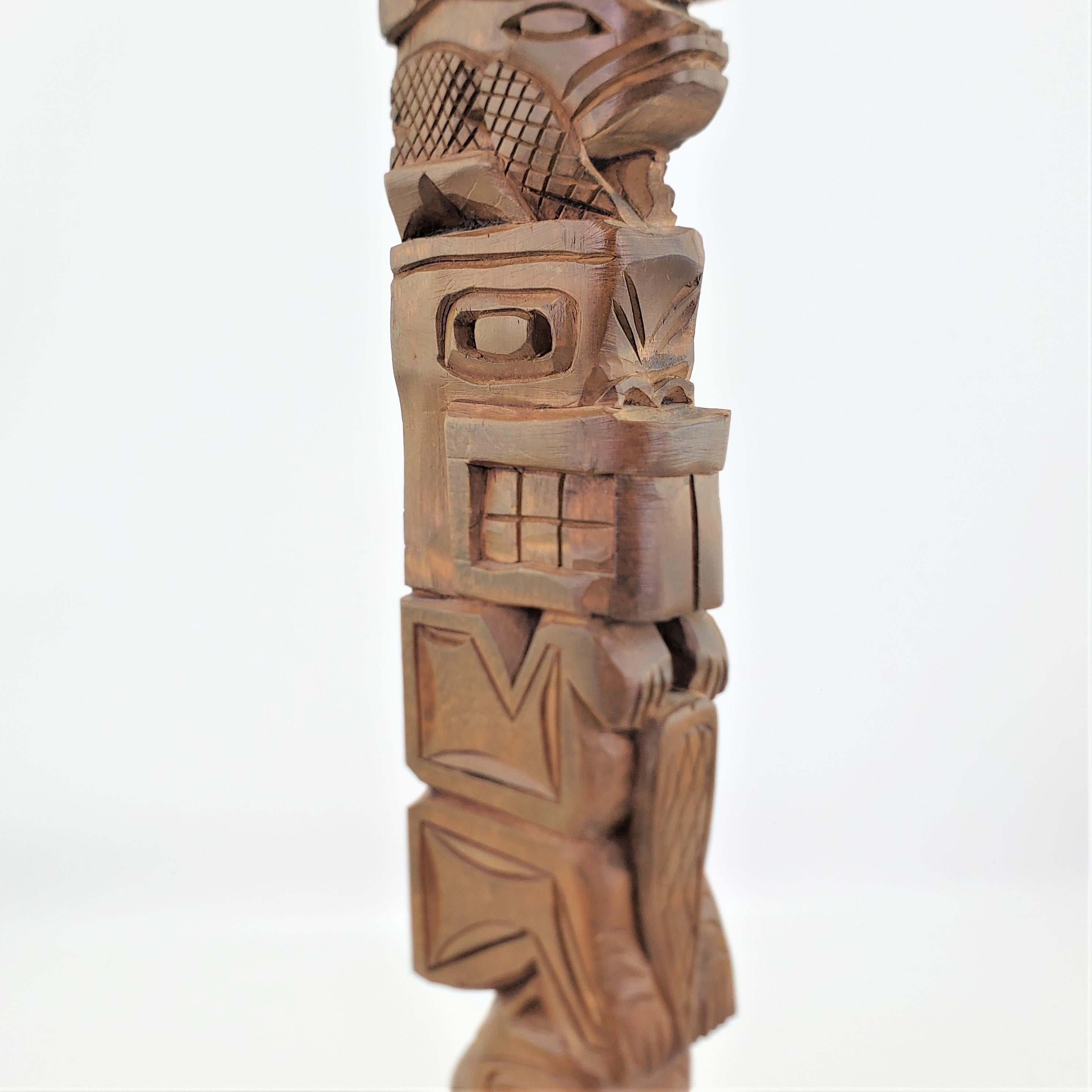 Mid-Century Era Signed West Coast Cedar Haida Indigenous Canadian Totem Pole For Sale 5
