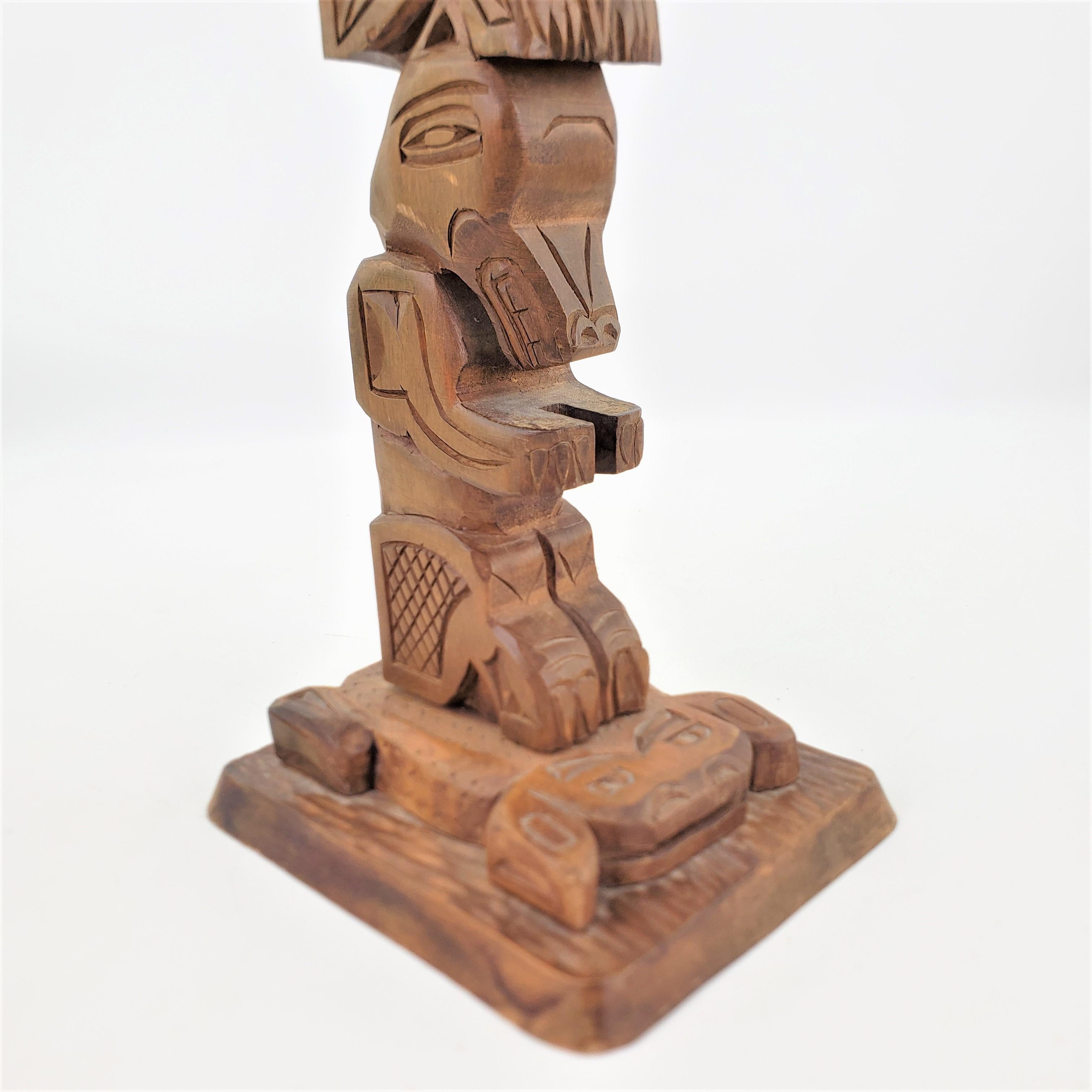 Mid-Century Era Signed West Coast Cedar Haida Indigenous Canadian Totem Pole For Sale 8