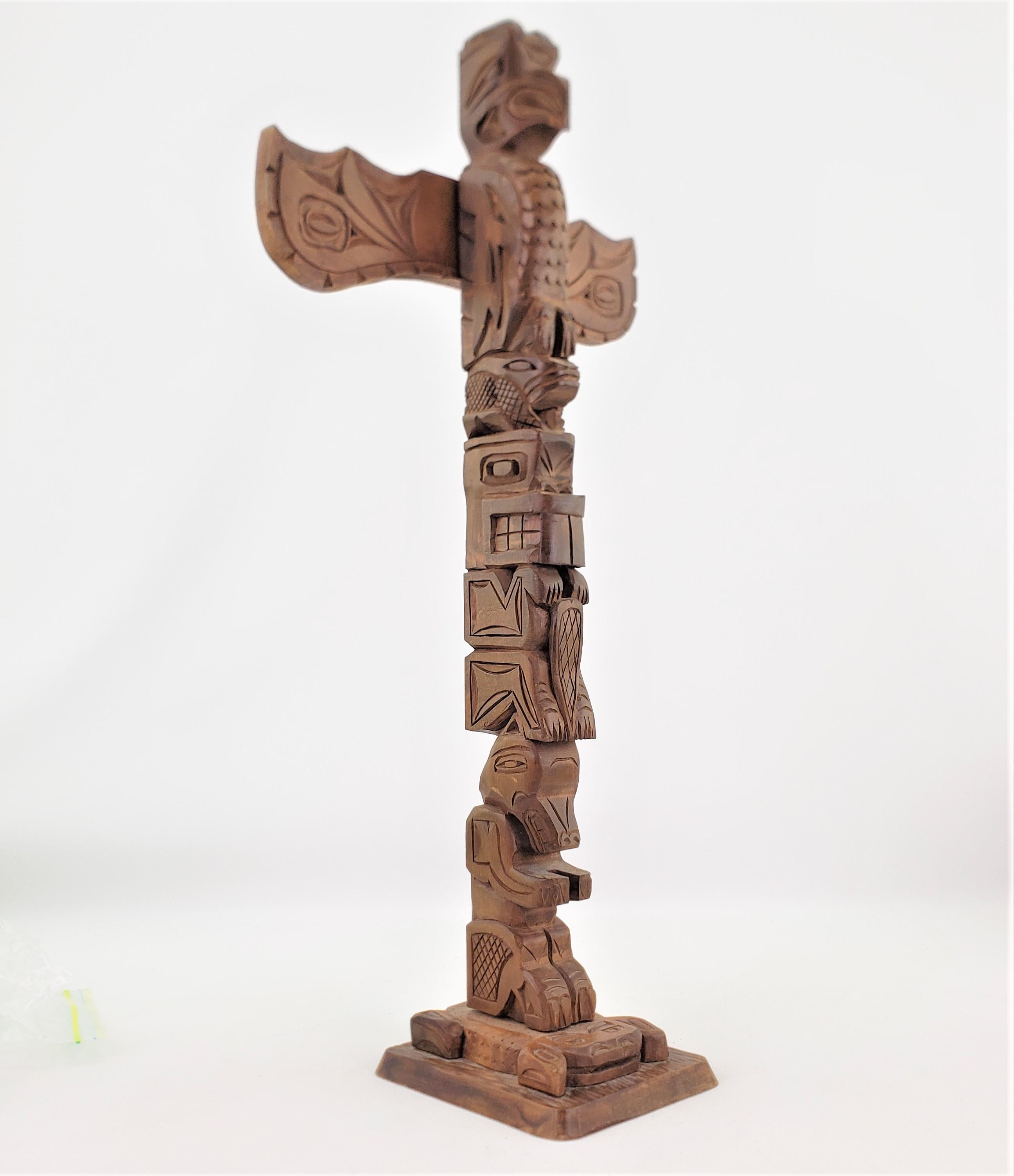 Mid-Century Era Signed West Coast Cedar Haida Indigenous Canadian Totem Pole For Sale 9