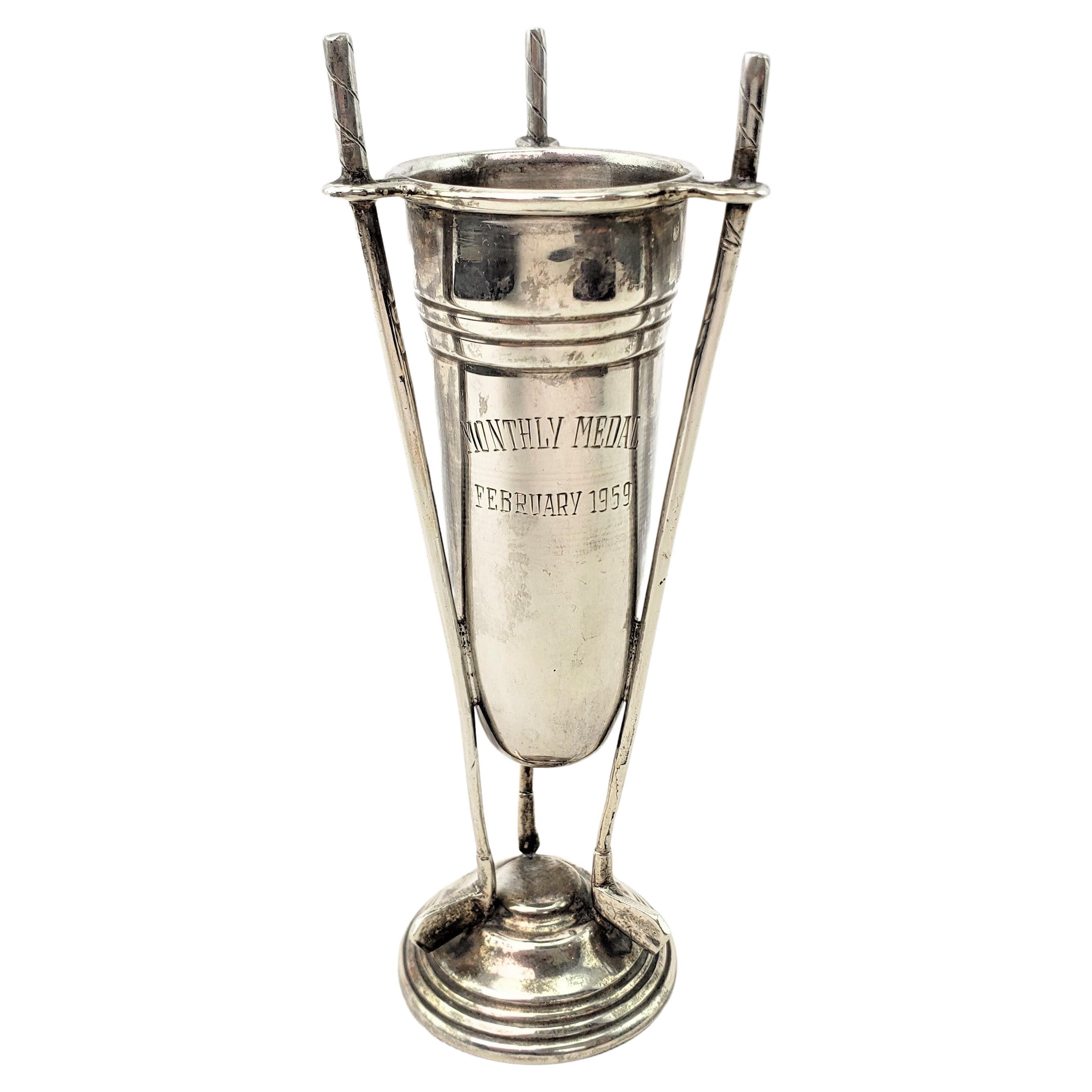 Midcentury Era Sterling Silber Miniature Golf Trophäe mit figuralen Club Griffe im Angebot