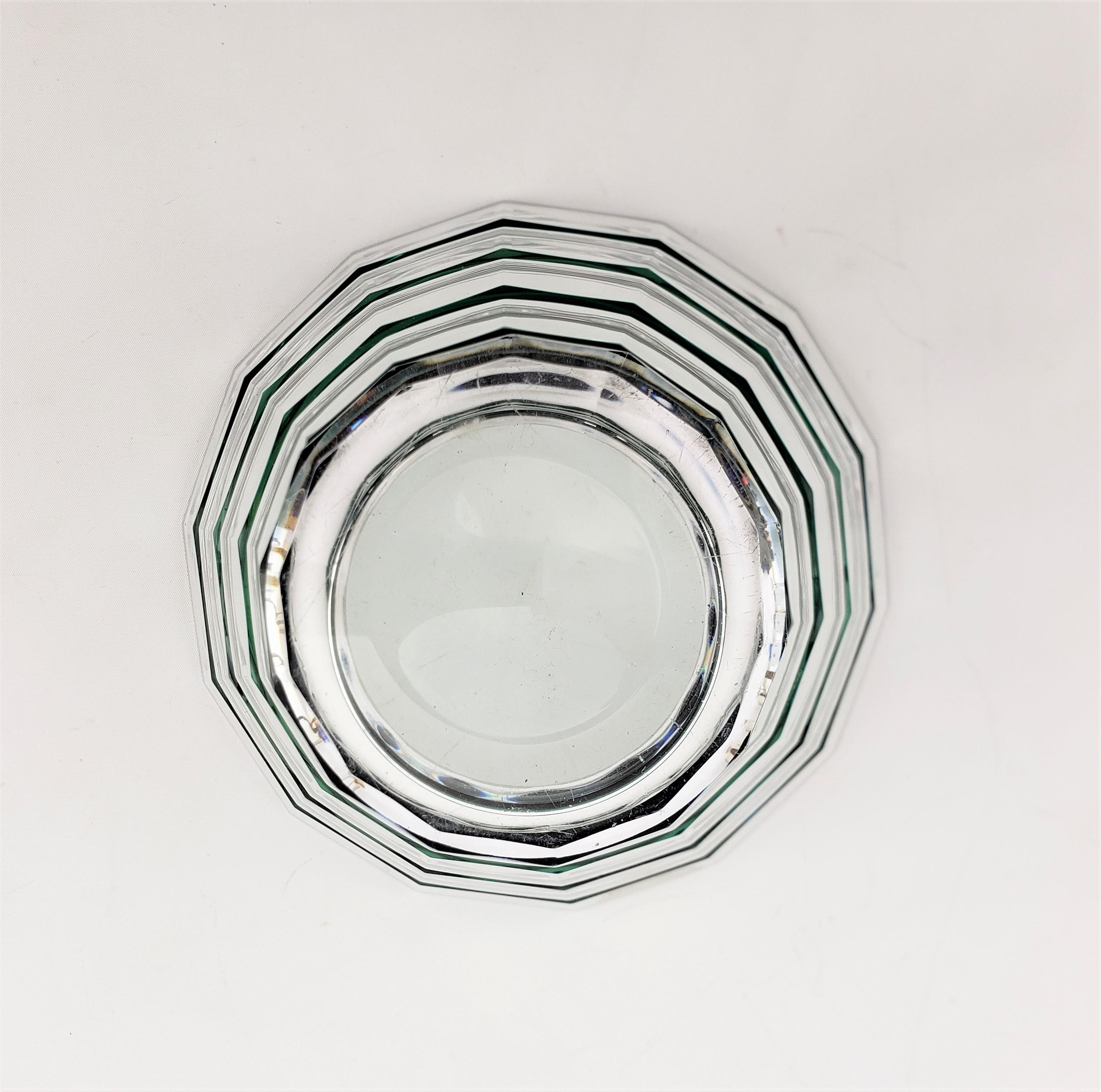 Belgian Mid-Century Era Val St. Lambert Clear & Green Banded Cut Crystal Vase or Bowl For Sale