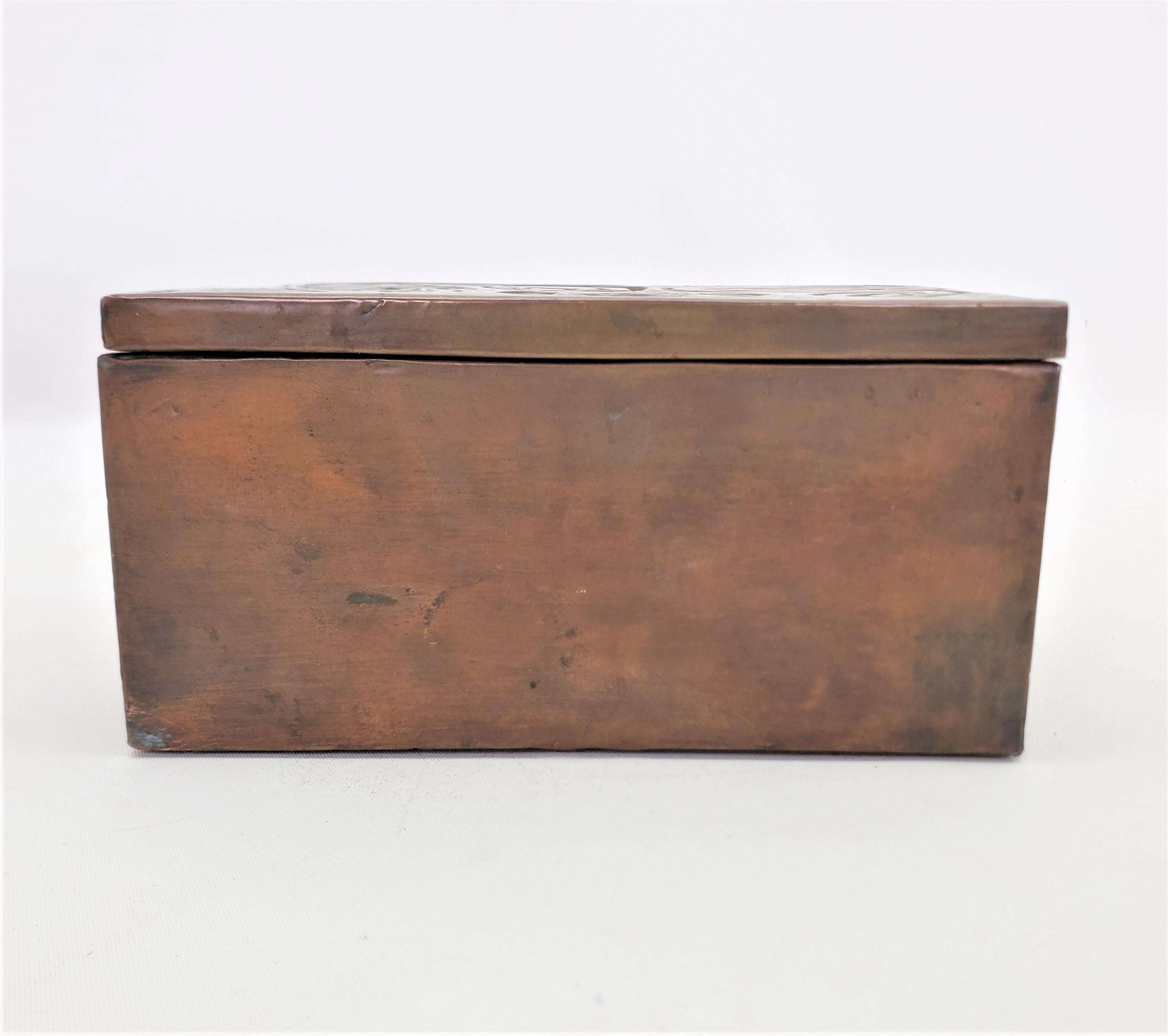 Hand-Crafted Mid-Century Era West Coast Haida Styled Copper Covered Box with Repouse Decor