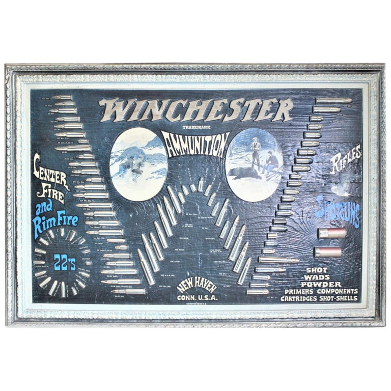 Midcentury Era Winchester Molded Ammunition Advertising Store Wall Display For Sale