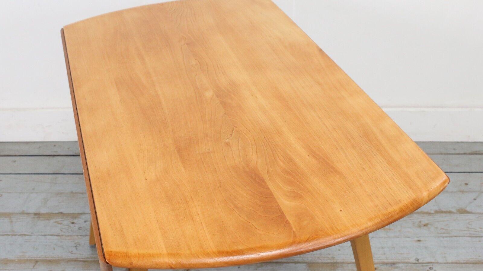 Mid Century Ercol Blonde Solid Beech & Elm Drop Leaf Dining Table 4
