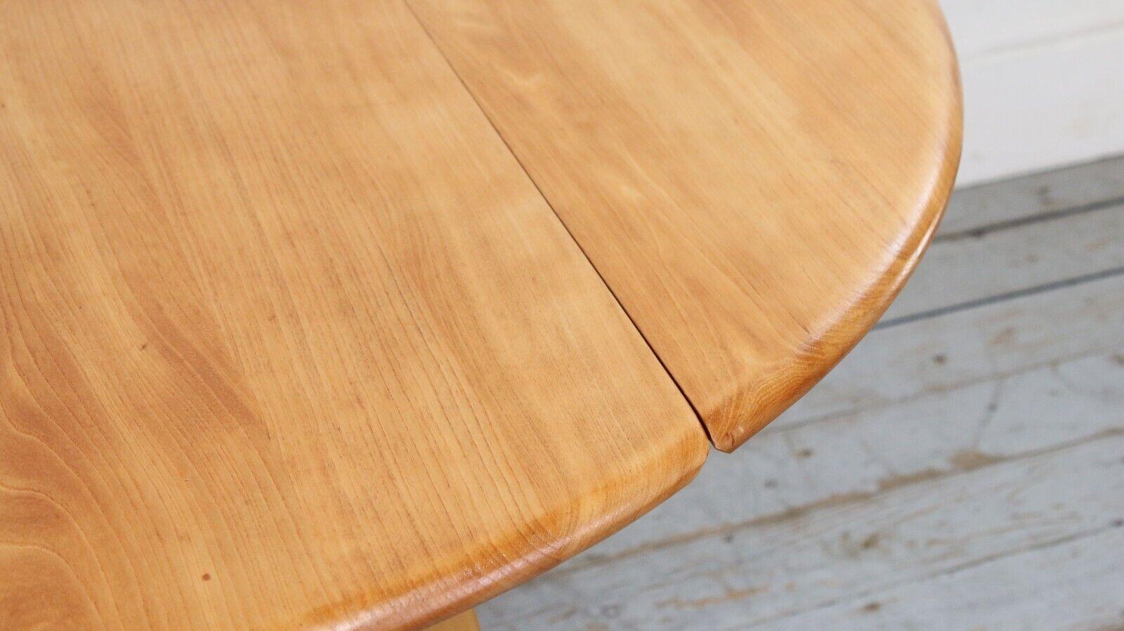 Mid Century Ercol Blonde Solid Beech & Elm Drop Leaf Dining Table 1