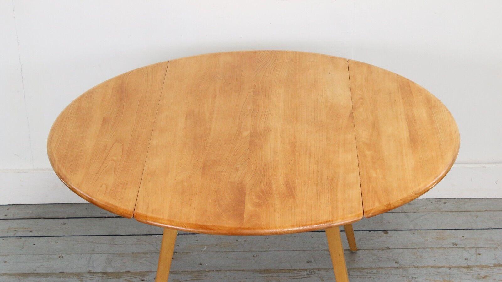 Mid Century Ercol Blonde Solid Beech & Elm Drop Leaf Dining Table 2