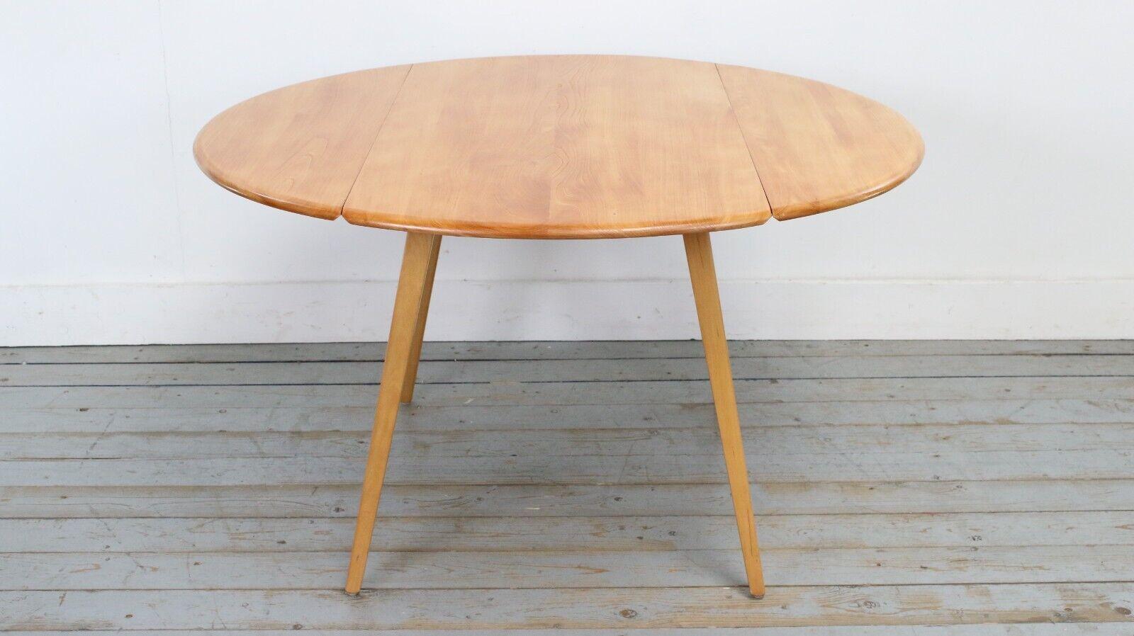 Mid Century Ercol Blonde Solid Beech & Elm Drop Leaf Dining Table 3