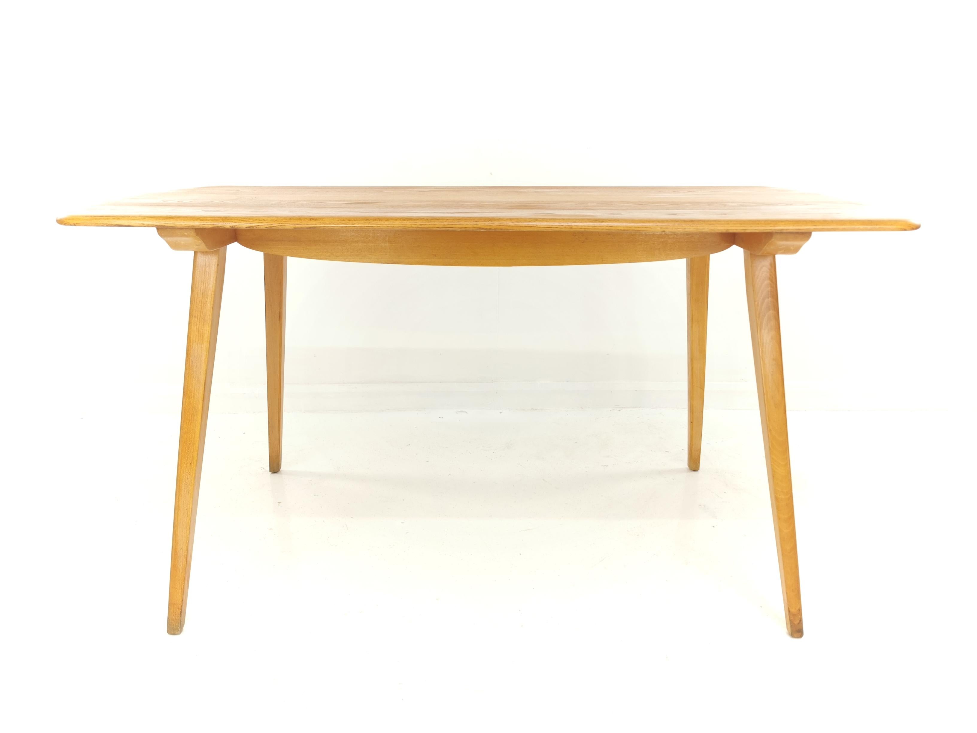 Midcentury Ercol Blonde Solid Beech and Elm Plank Top Dining Table 2